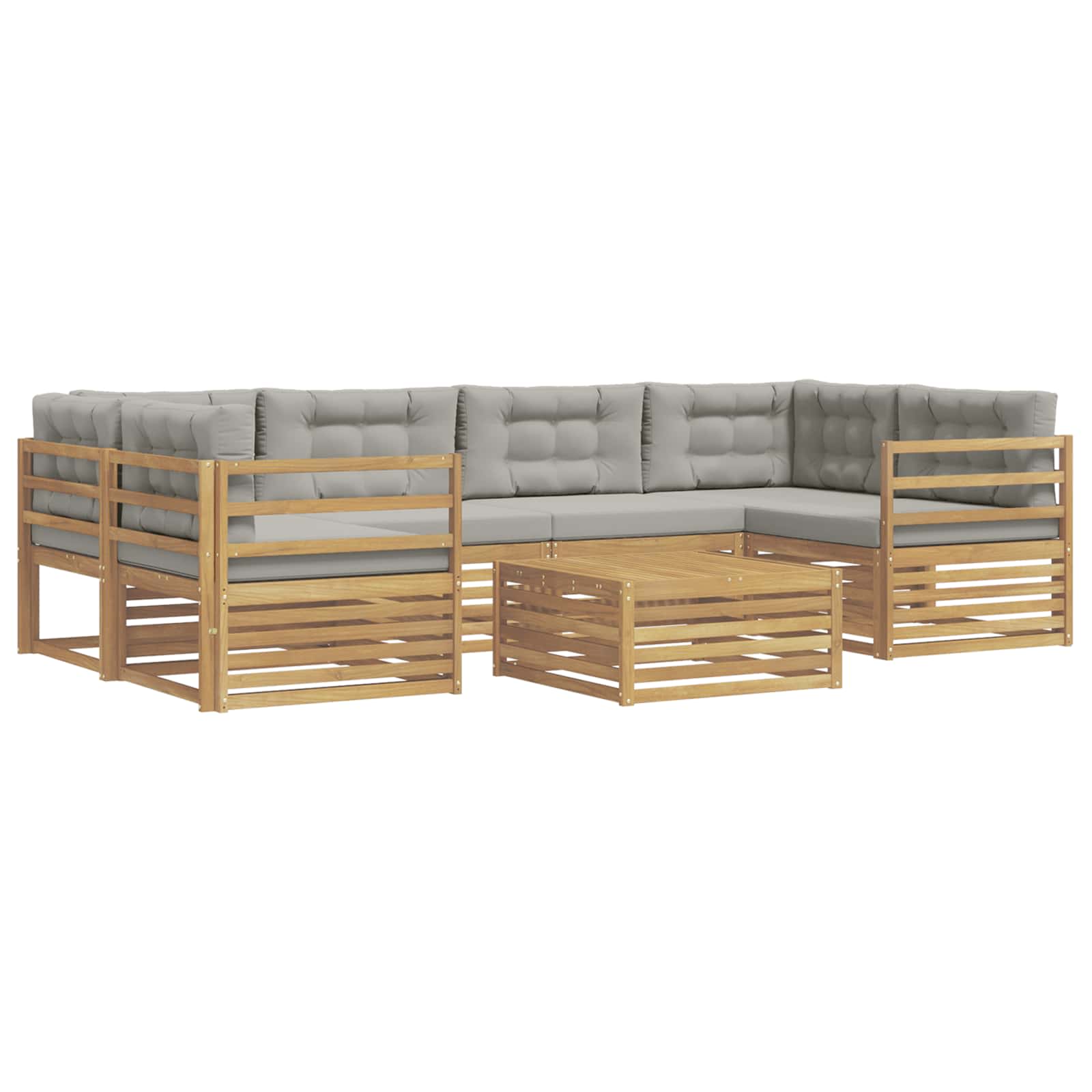 Set vanjskih sofa 7 pcs Bijela i svjetlosiva Poliester
