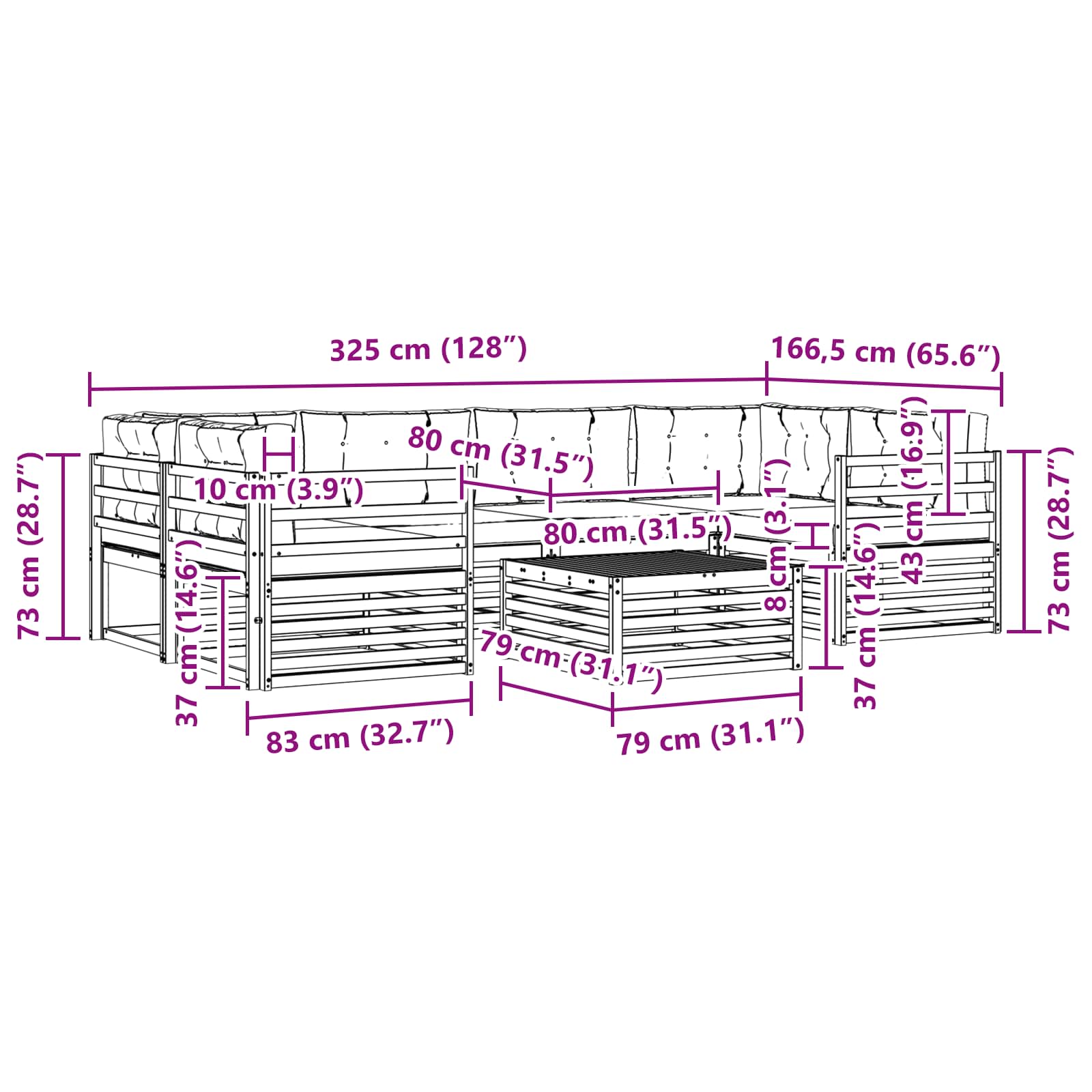 Set vanjskih sofa 7 pcs Bijela i svjetlosiva Poliester