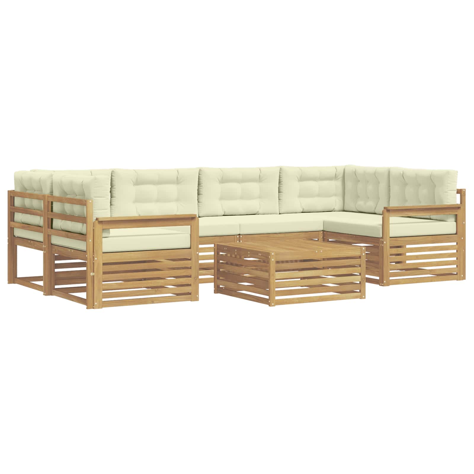 Set vanjskih sofa s jastukom 7 pcs Bijela i krem Poliester
