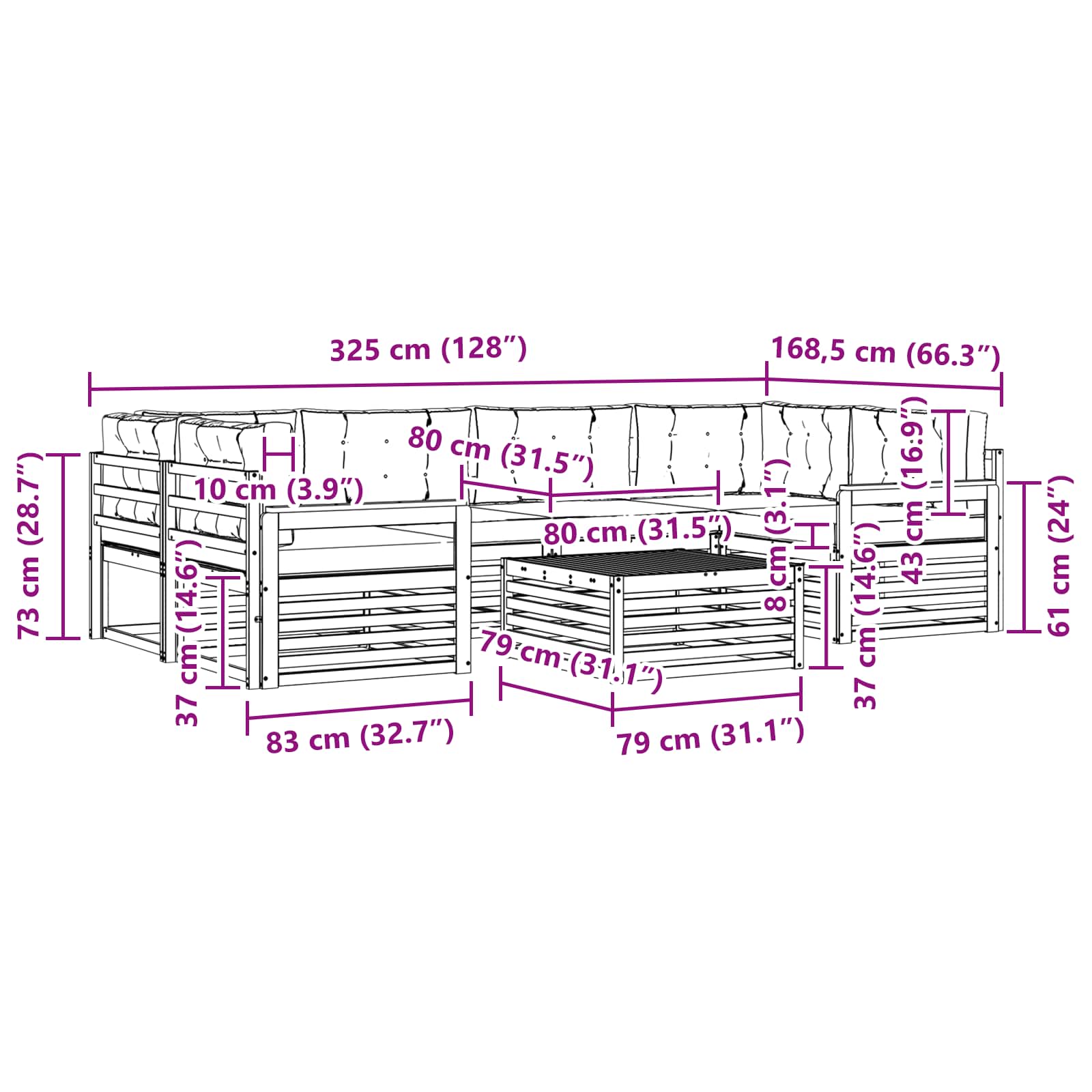 Set vanjskih sofa s jastukom 7 pcs Bijela i antracit Poliester