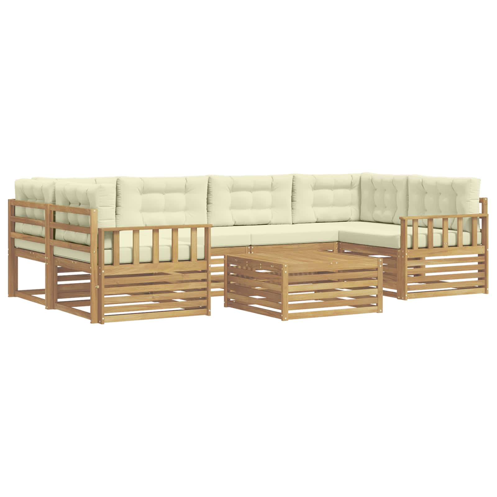 Set vanjskih sofa s jastukom 7 pcs Bijela i krem Poliester