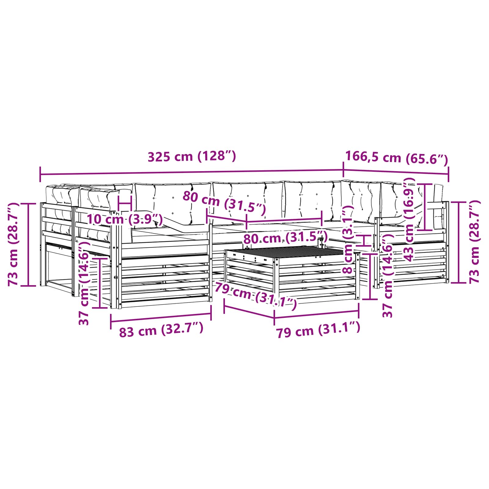 Set vanjskih sofa s jastukom 7 pcs Bijela i krem Poliester