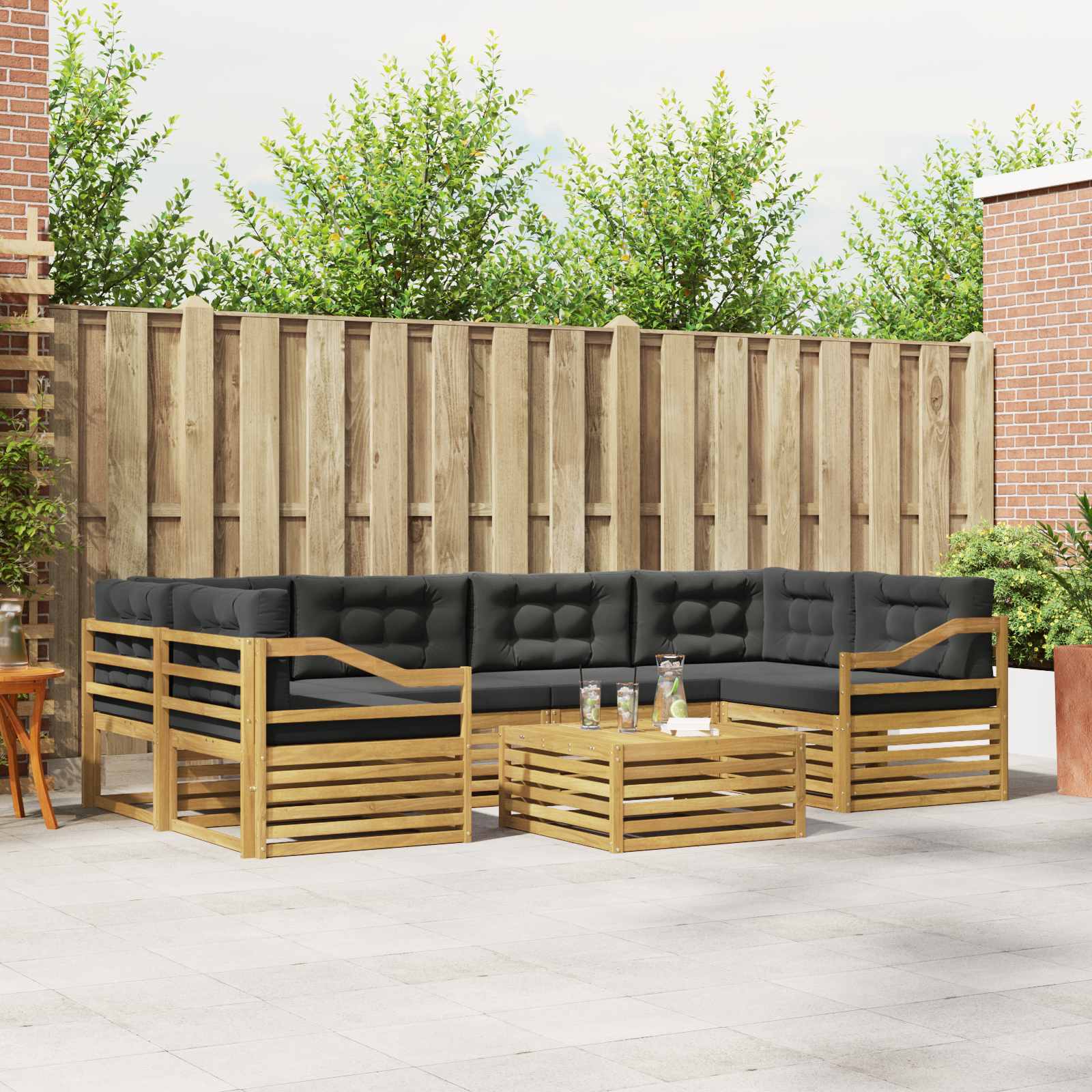 Set vanjskih sofa s jastukom 7 pcs Bijela i antracit Poliester