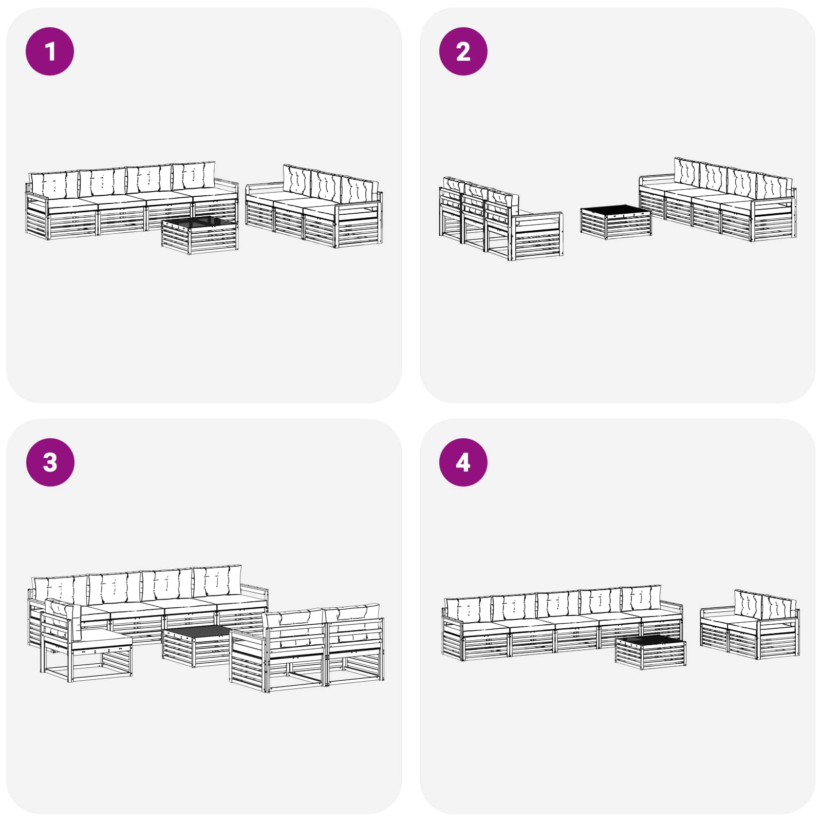 Set vanjskih sofa 8 pcs Bijela i antracit 79 x 79 x 37 cm