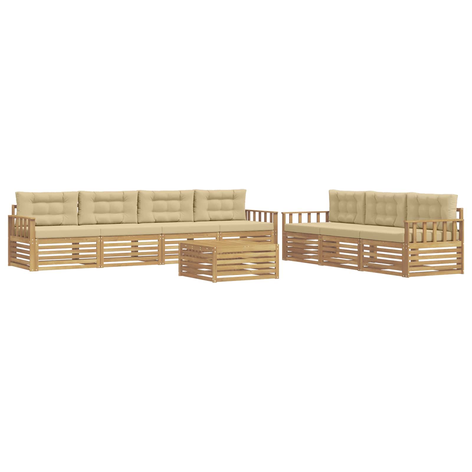 Set vanjskih sofa 8 pcs Bijela i bež 79 x 79 x 37 cm Poliester