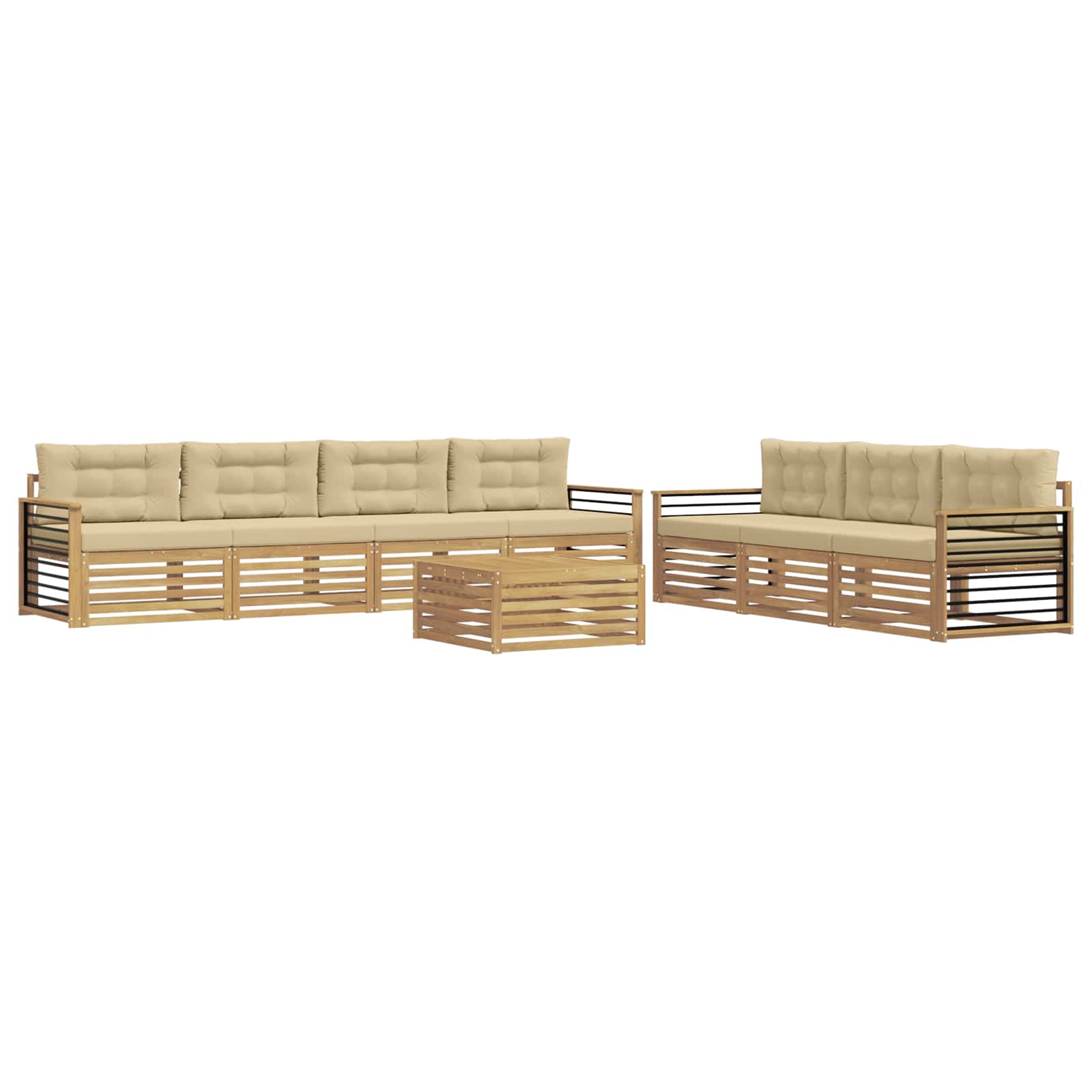 Set vanjskih sofa 8 pcs Bijela i bež 79 x 79 x 37 cm Poliester