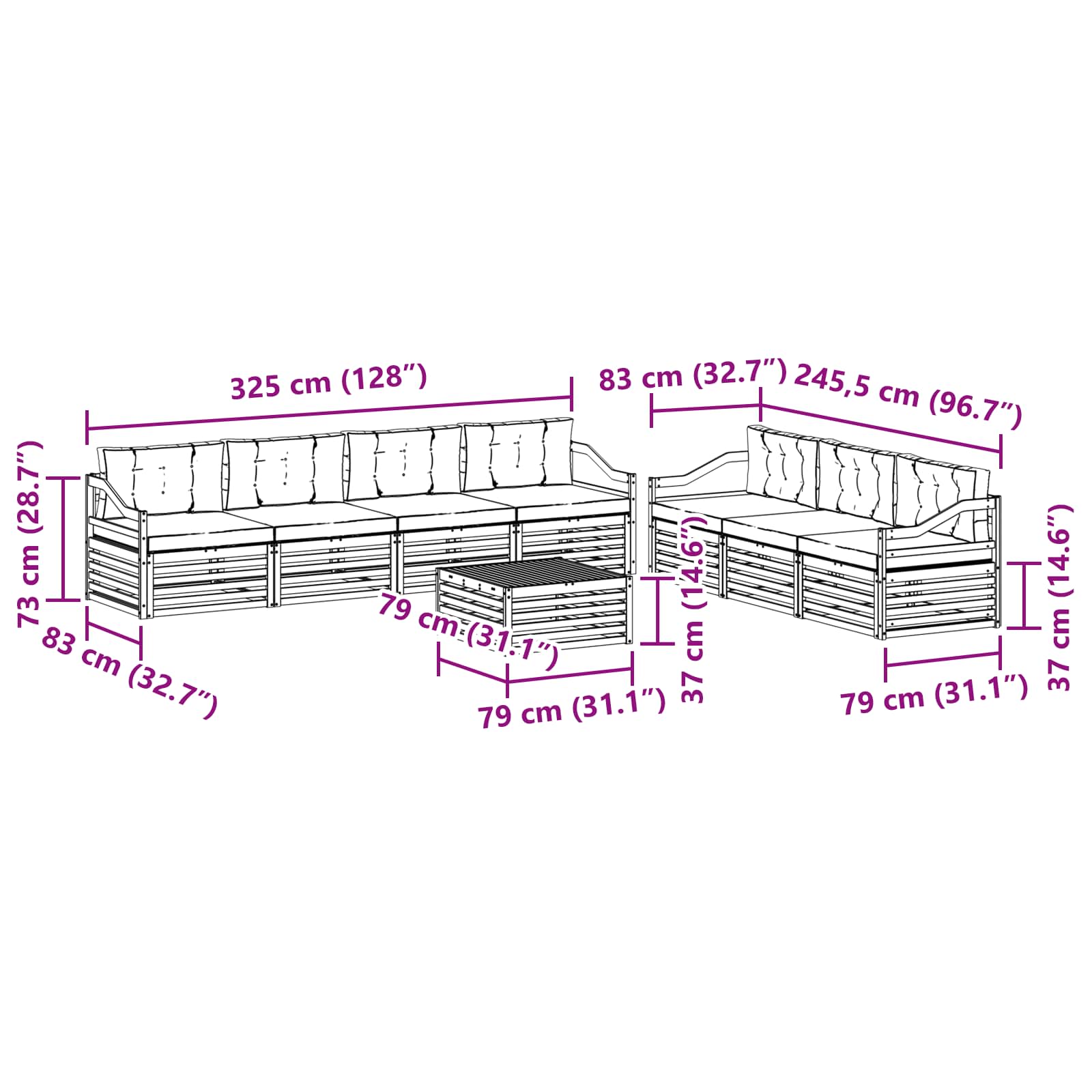 Set vanjskih sofa 8 pcs Bijela i krem 79 x 79 x 37 cm Poliester