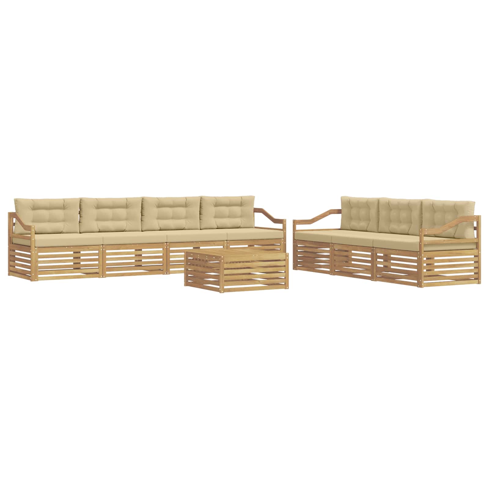 Set vanjskih sofa 8 pcs Bijela i bež 79 x 79 x 37 cm Poliester