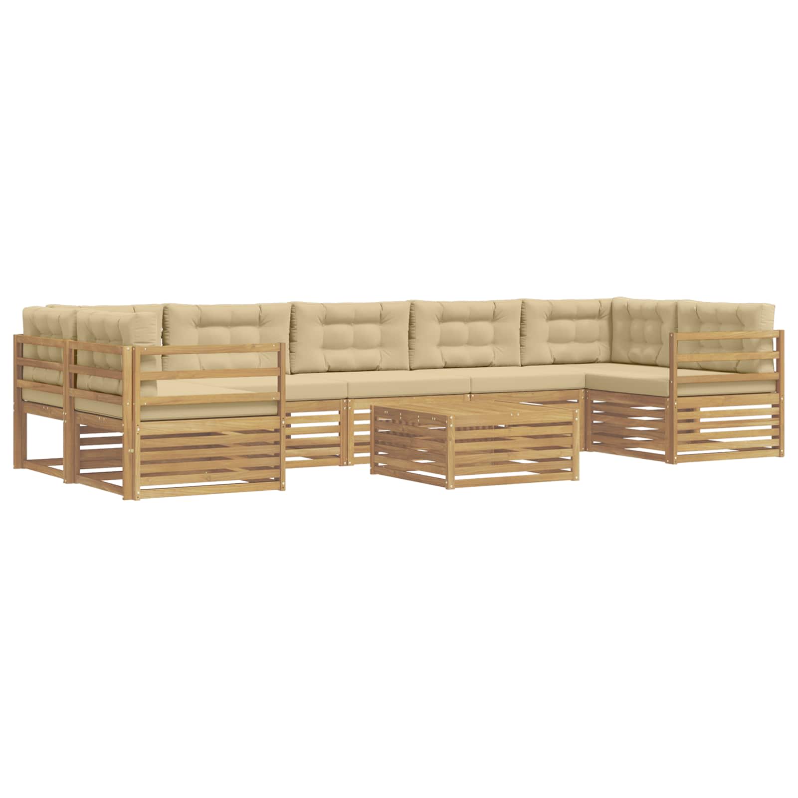 Set vanjskih sofa 8 pcs Bijela i bež Čvrsto drvo akacije