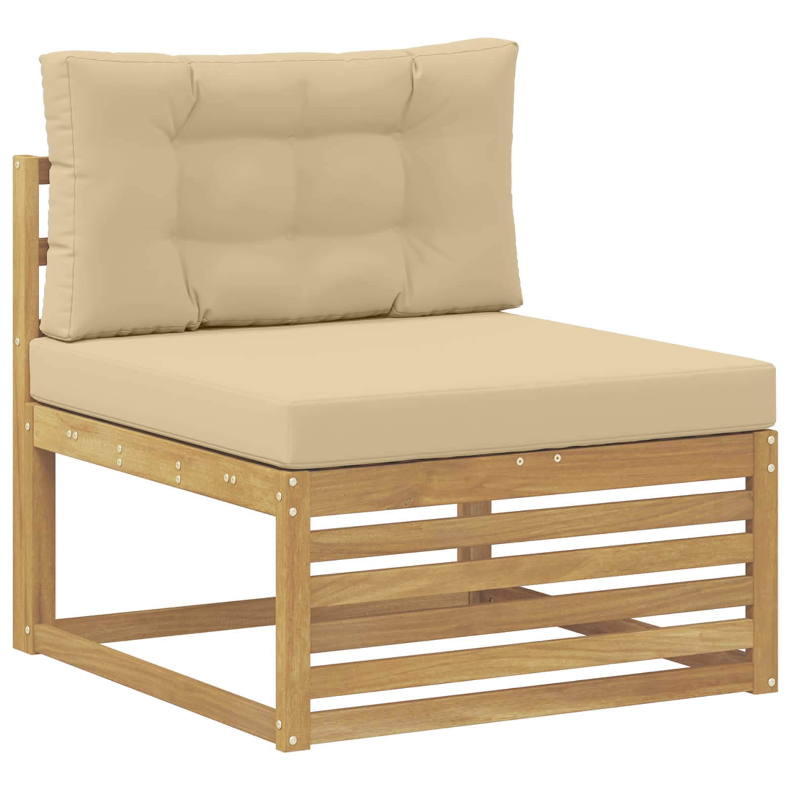 Set vanjskih sofa s jastukom 9 pcs Bijela i bež Poliester