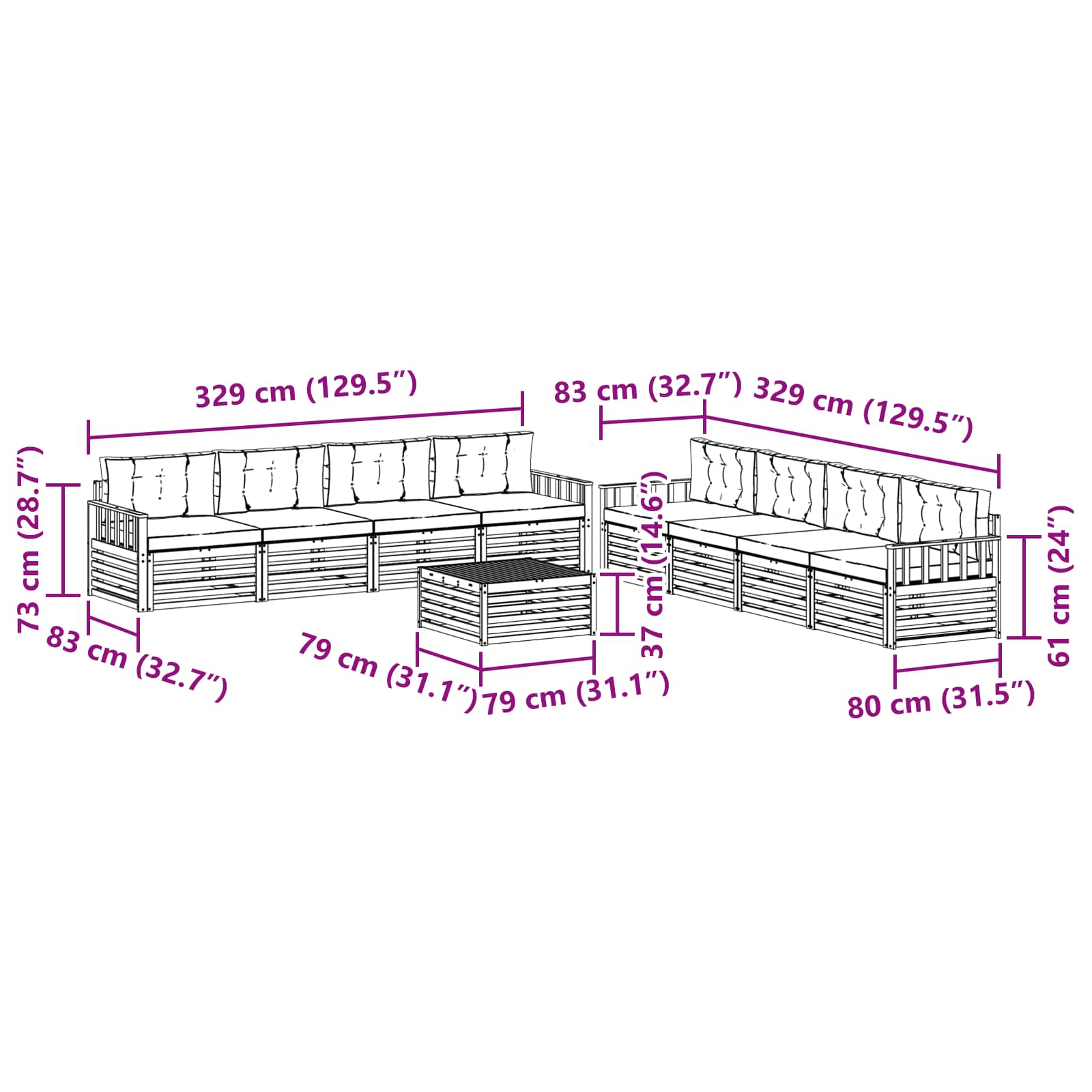 Set vanjskih sofa s jastukom 9 pcs Bijela i antracit Poliester