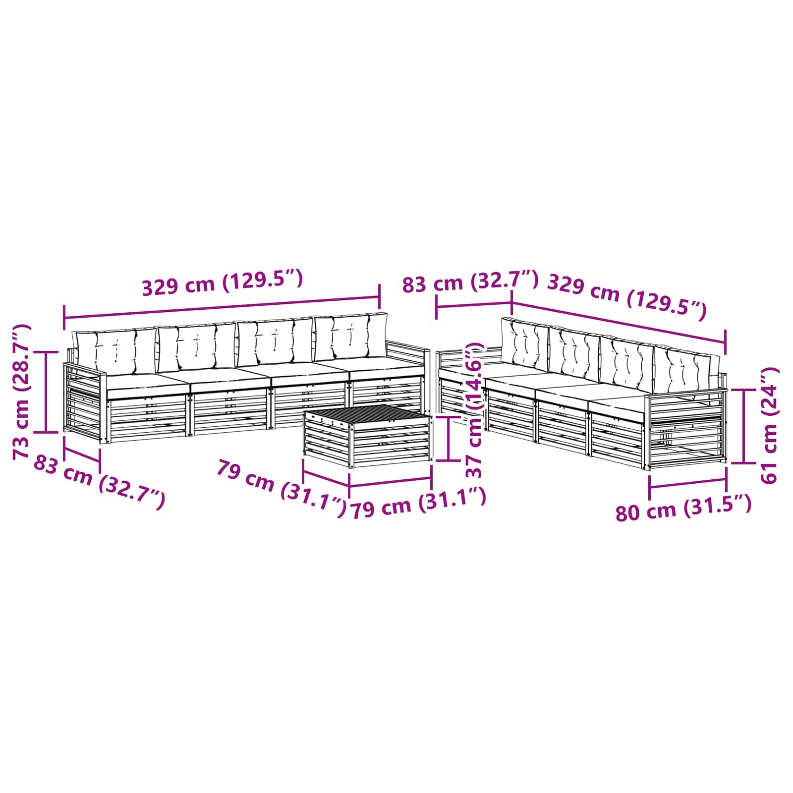 Set vanjskih sofa s jastukom 9 pcs Bijela i antracit Poliester