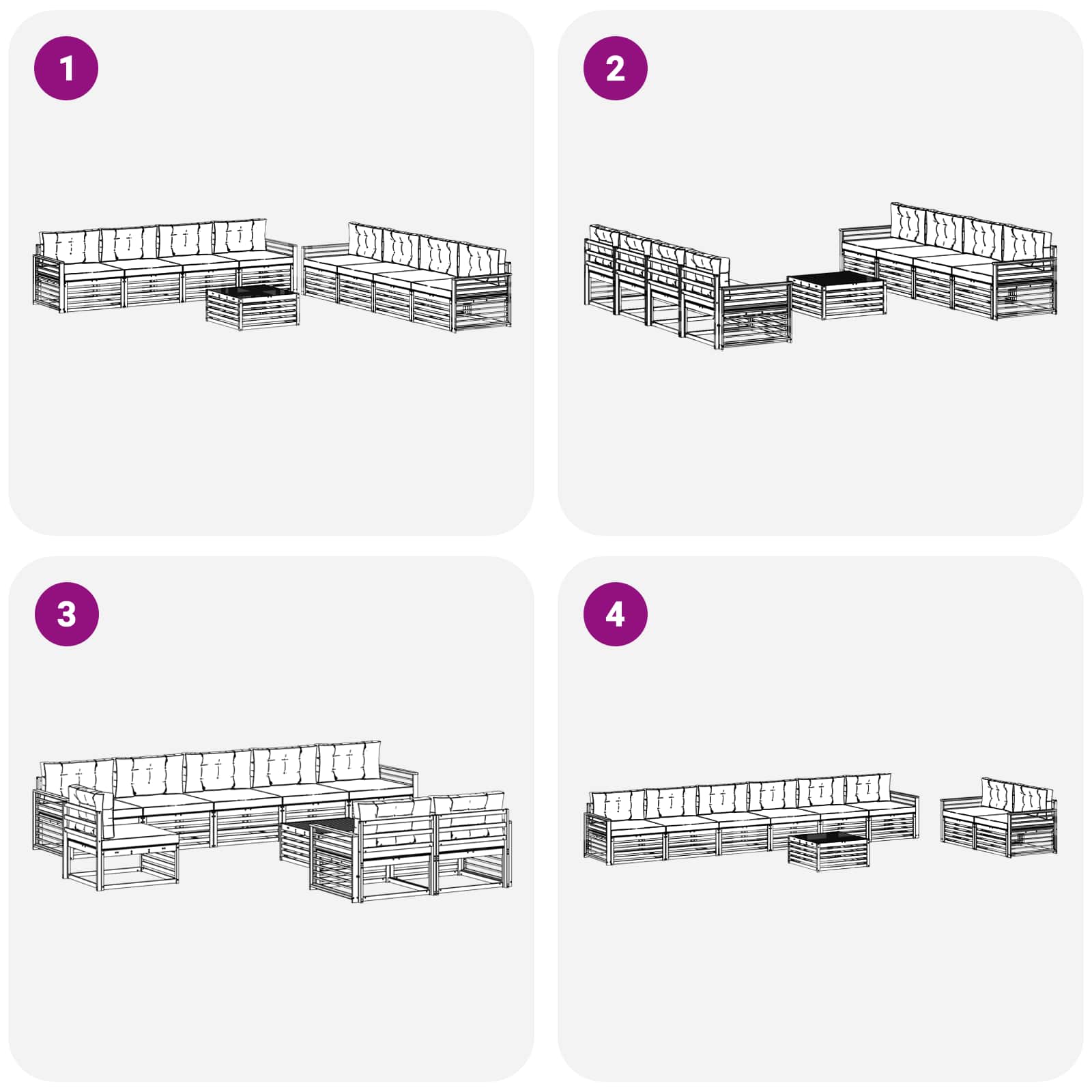 Set vanjskih sofa s jastukom 9 pcs Bijela i bež Poliester