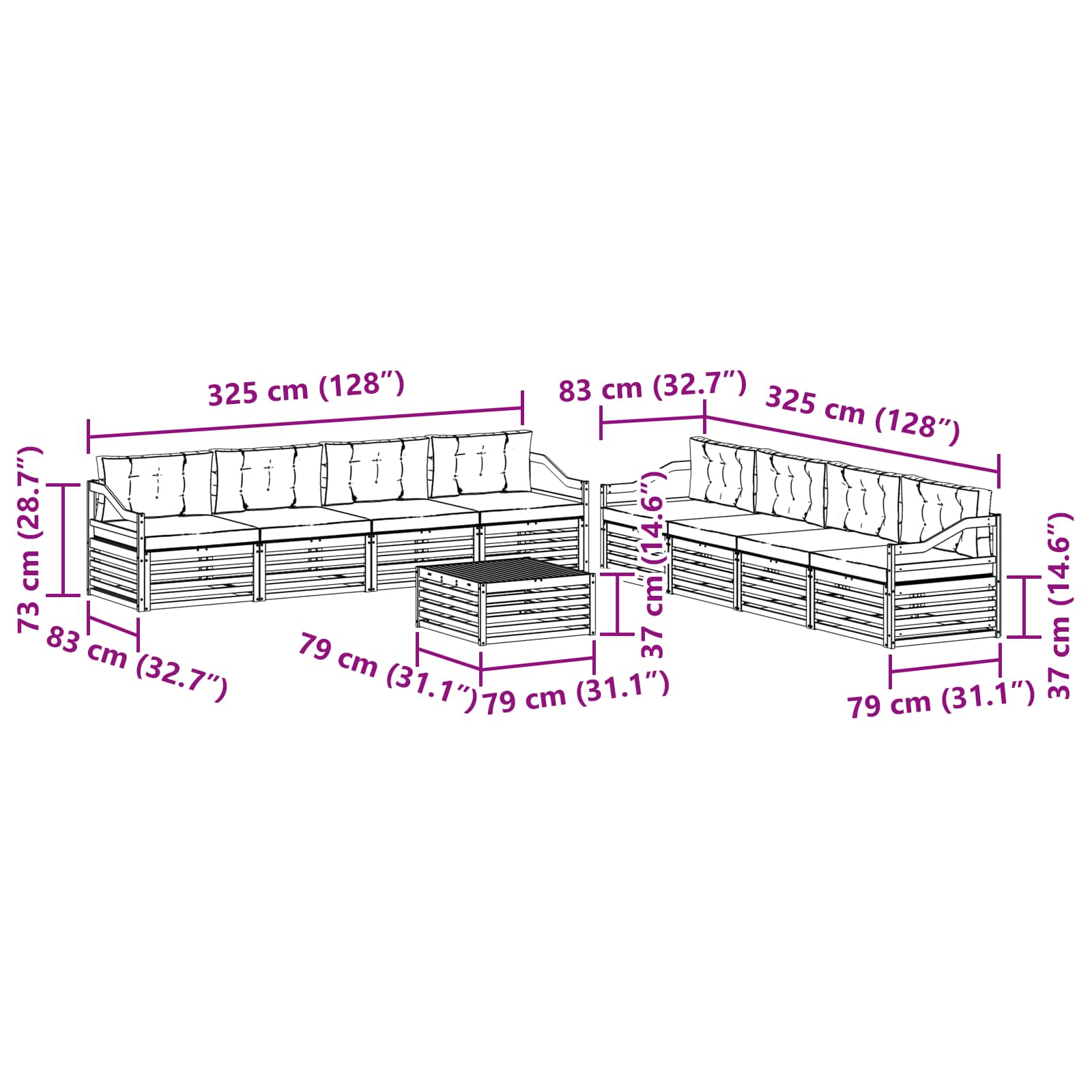 Set vanjskih sofa s jastukom 9 pcs Bijela i antracit Poliester