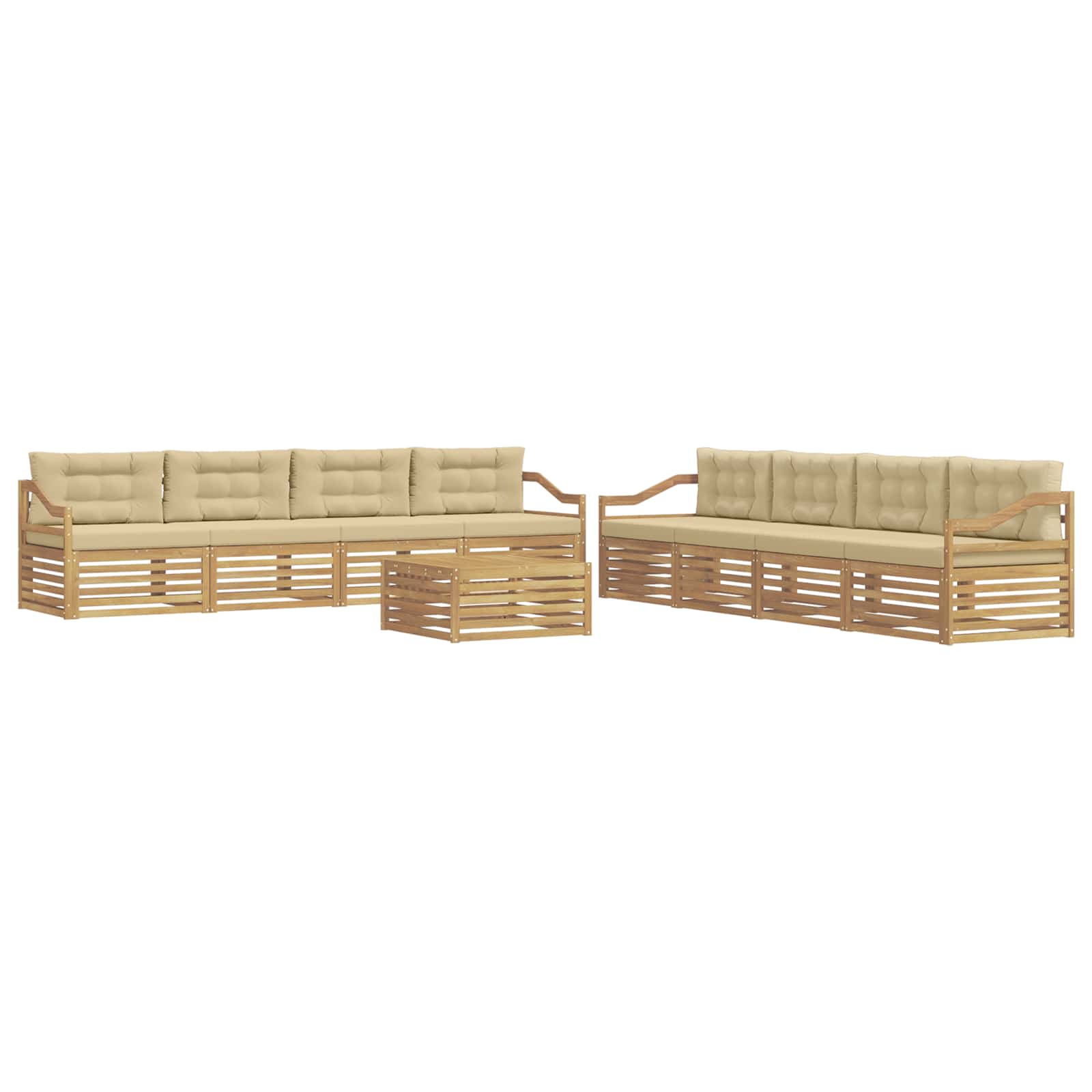 Set vanjskih sofa s jastukom 9 pcs Bijela i bež Poliester