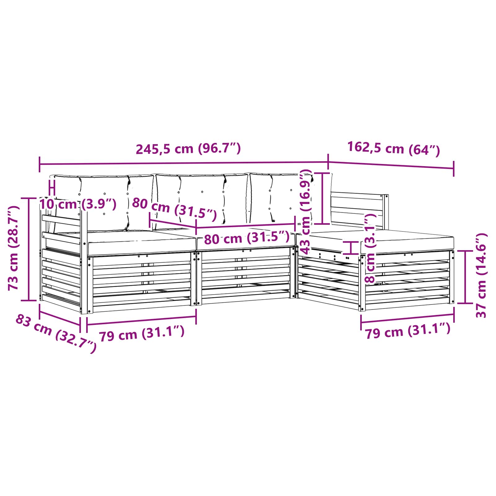 Set vanjskih sofa s jastukom 4 pcs Bijela i antracit Poliester