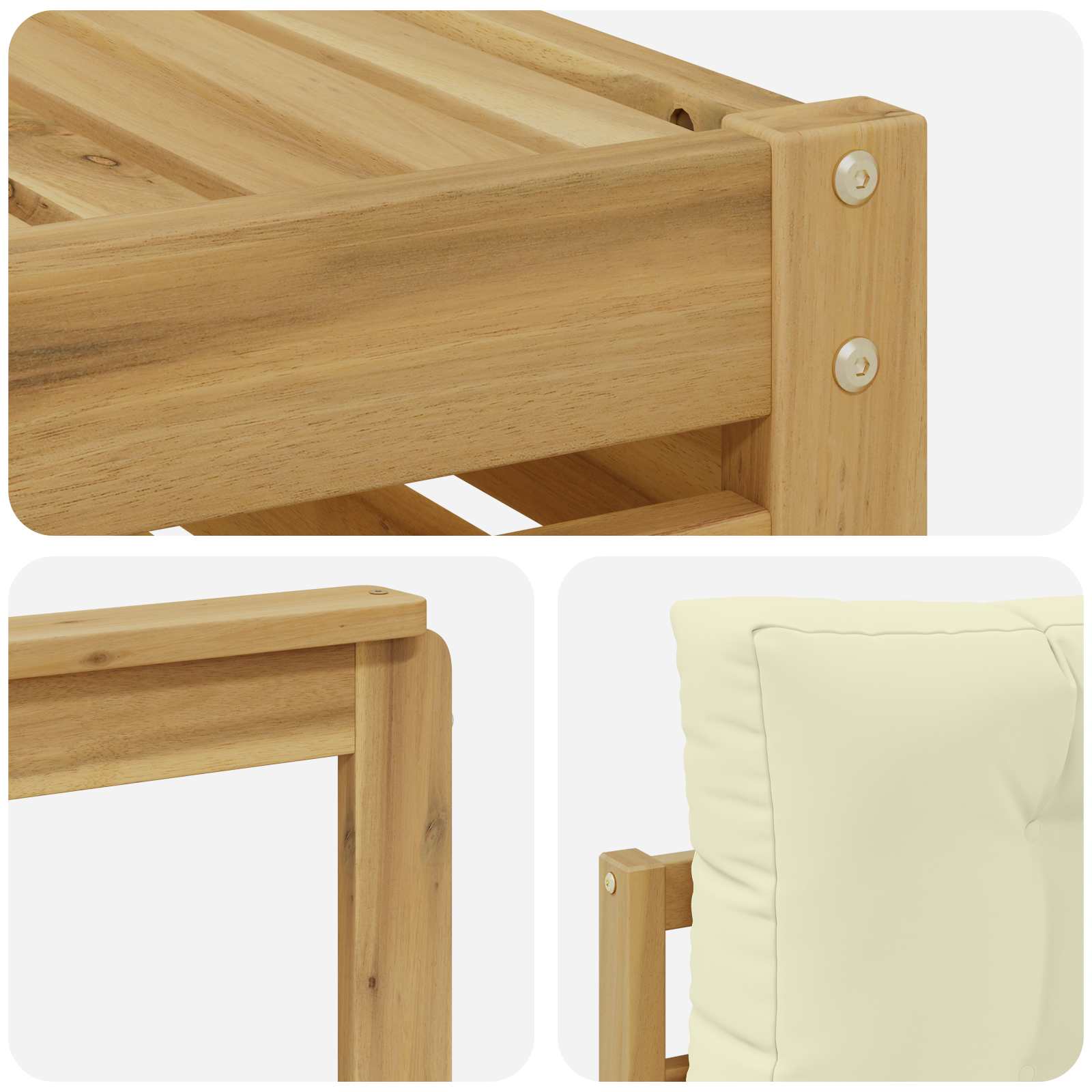 Set vanjskih sofa s jastukom 4 pcs Bijela i krem Poliester