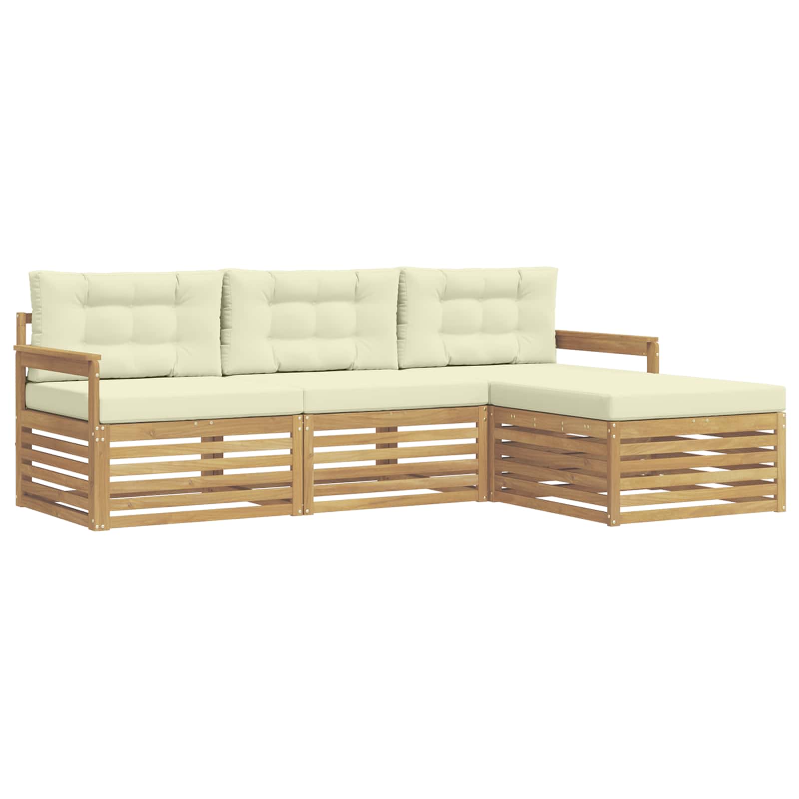Set vanjskih sofa s jastukom 4 pcs Bijela i krem Poliester