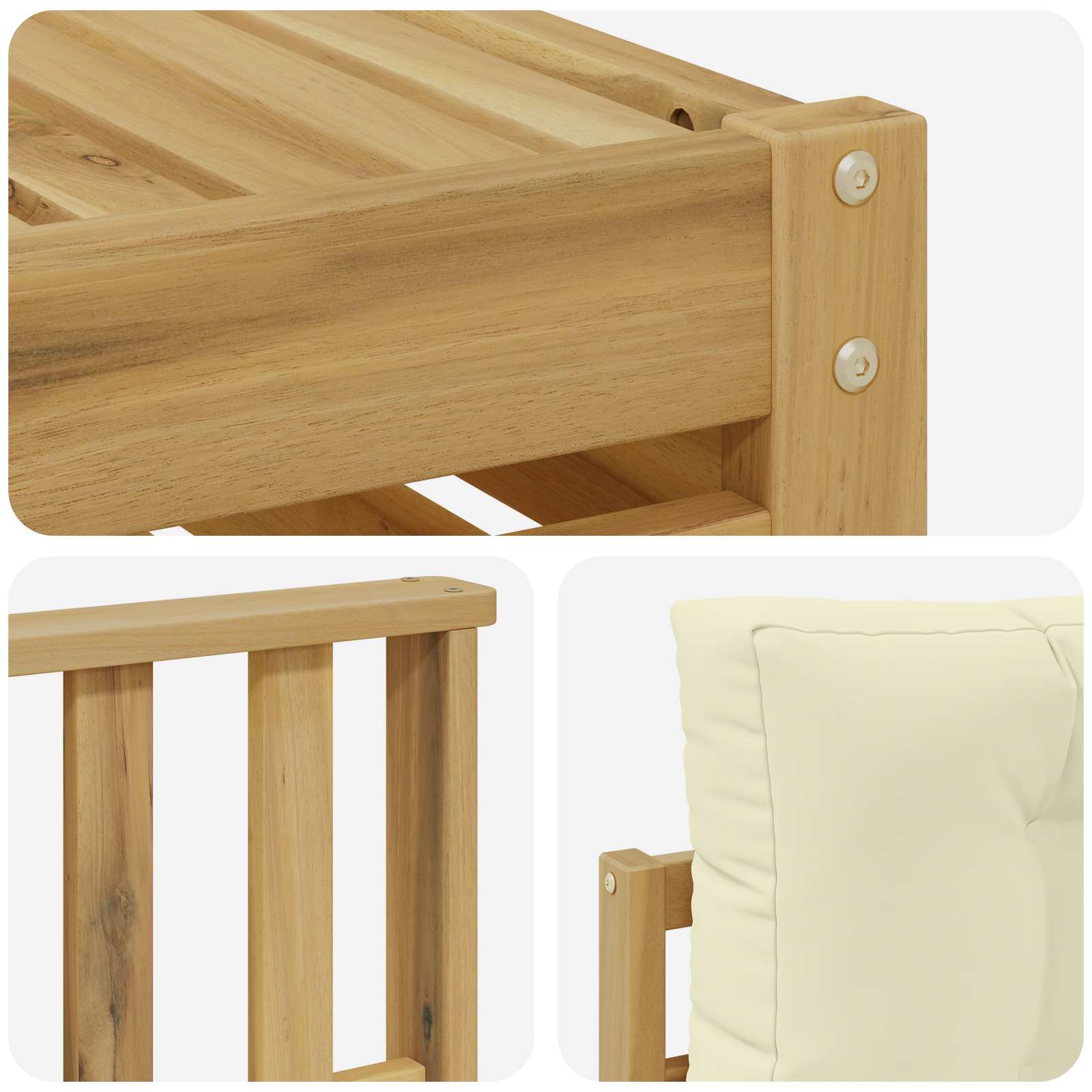 Set vanjskih sofa s jastukom 4 pcs Bijela i krem Poliester