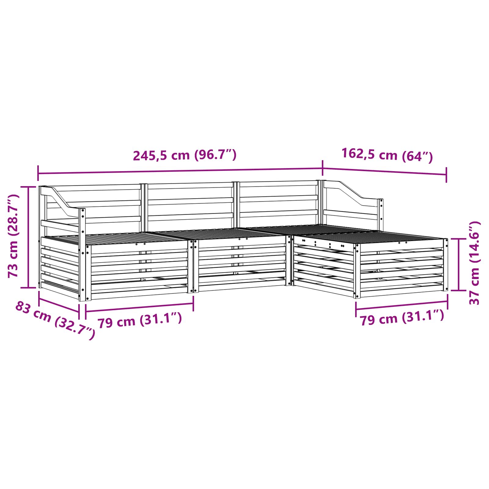 Set vanjskih sofa 4 pcs Bijela Čvrsto drvo akacije