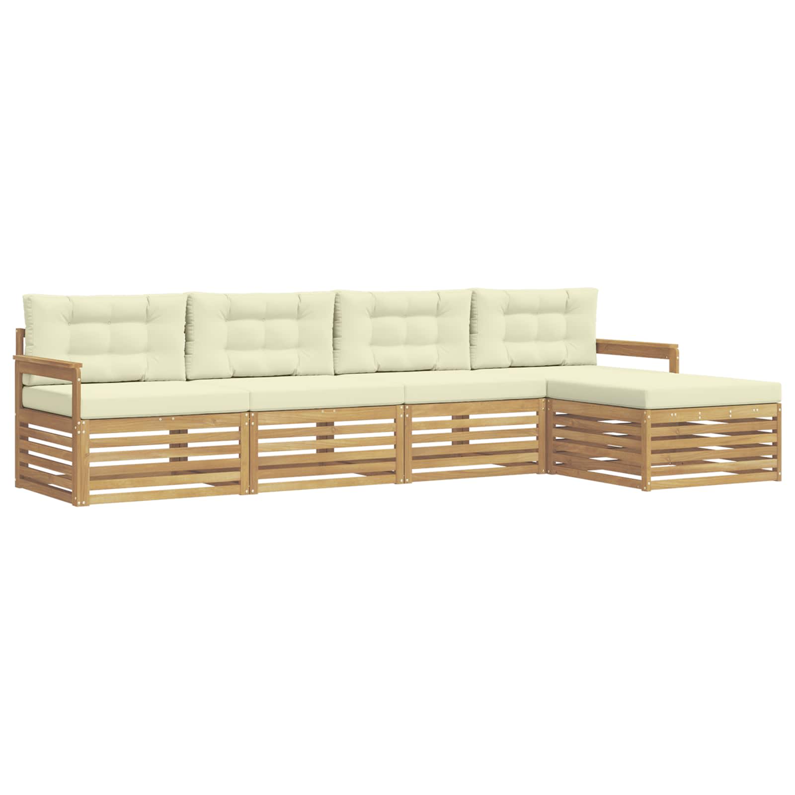 Set vanjskih sofa s jastukom 5 pcs Bijela i krem Poliester