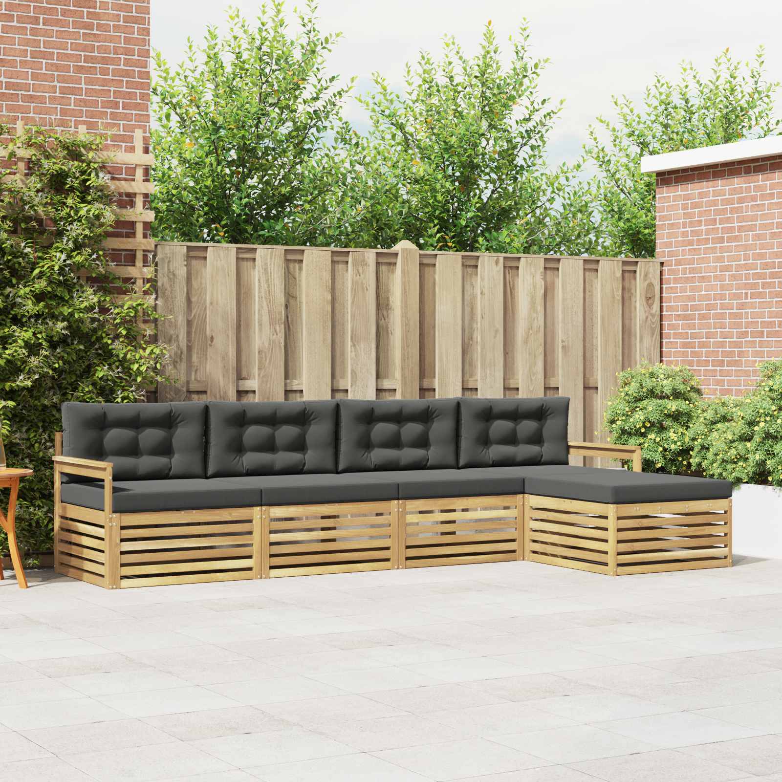 Set vanjskih sofa s jastukom 5 pcs Bijela i antracit Poliester