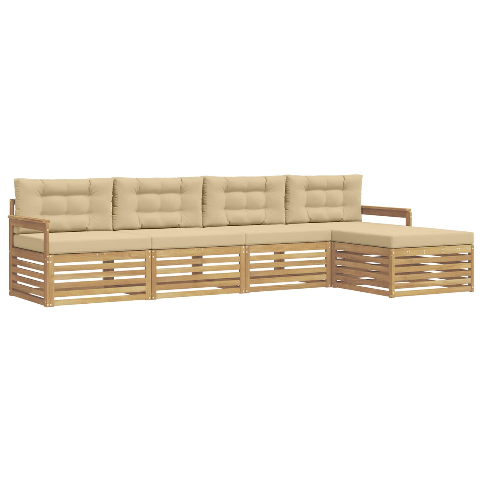 Set vanjskih sofa s jastukom 5 pcs Bijela i bež Poliester