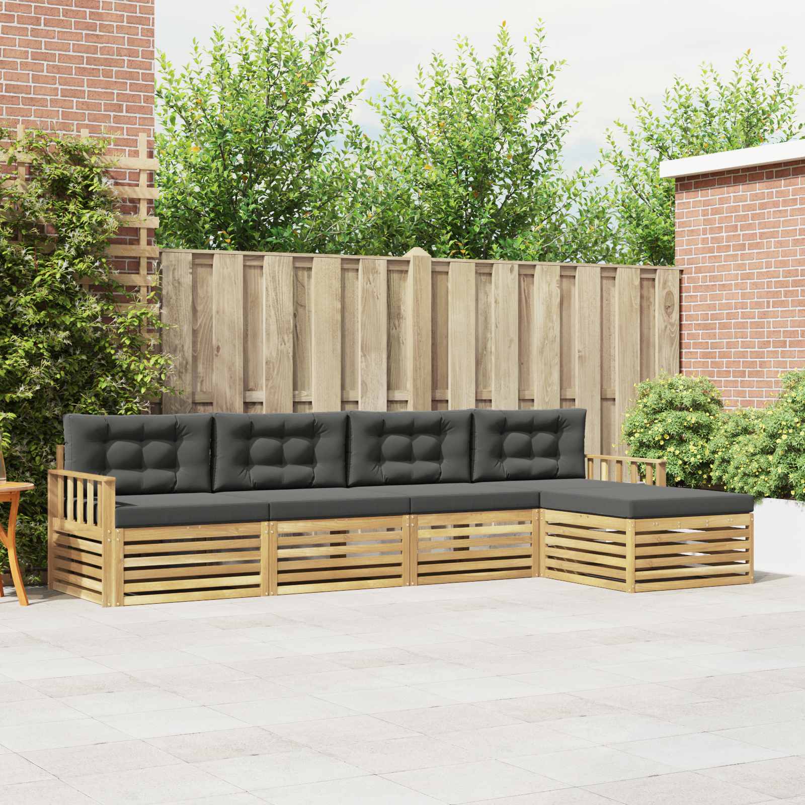 Set vanjskih sofa s jastukom 5 pcs Bijela i antracit Poliester