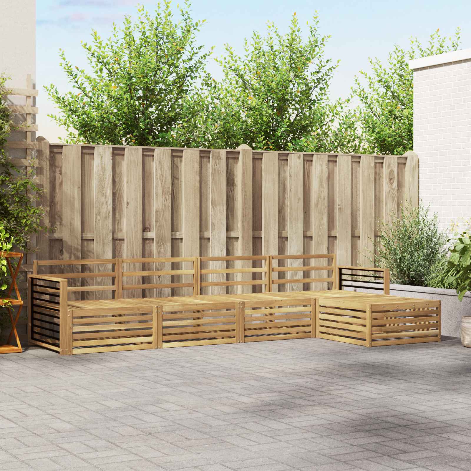 Set vanjskih sofa 5 pcs Bijela Čvrsto drvo akacije