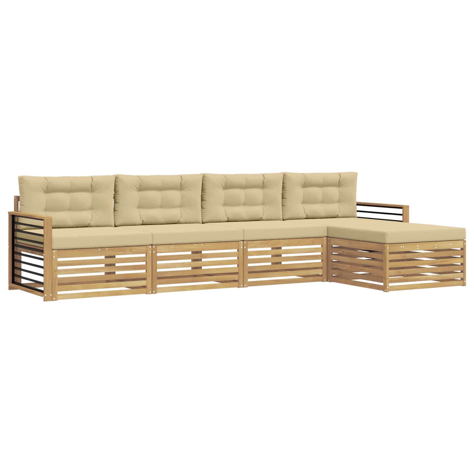 Set vanjskih sofa s jastukom 5 pcs Bijela i bež Poliester