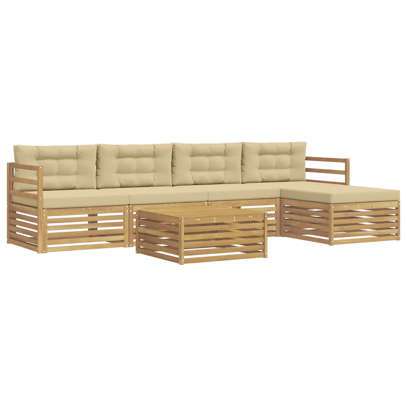 Set vanjskih sofa 6 pcs Bijela i bež 79 x 79 x 37 cm Poliester