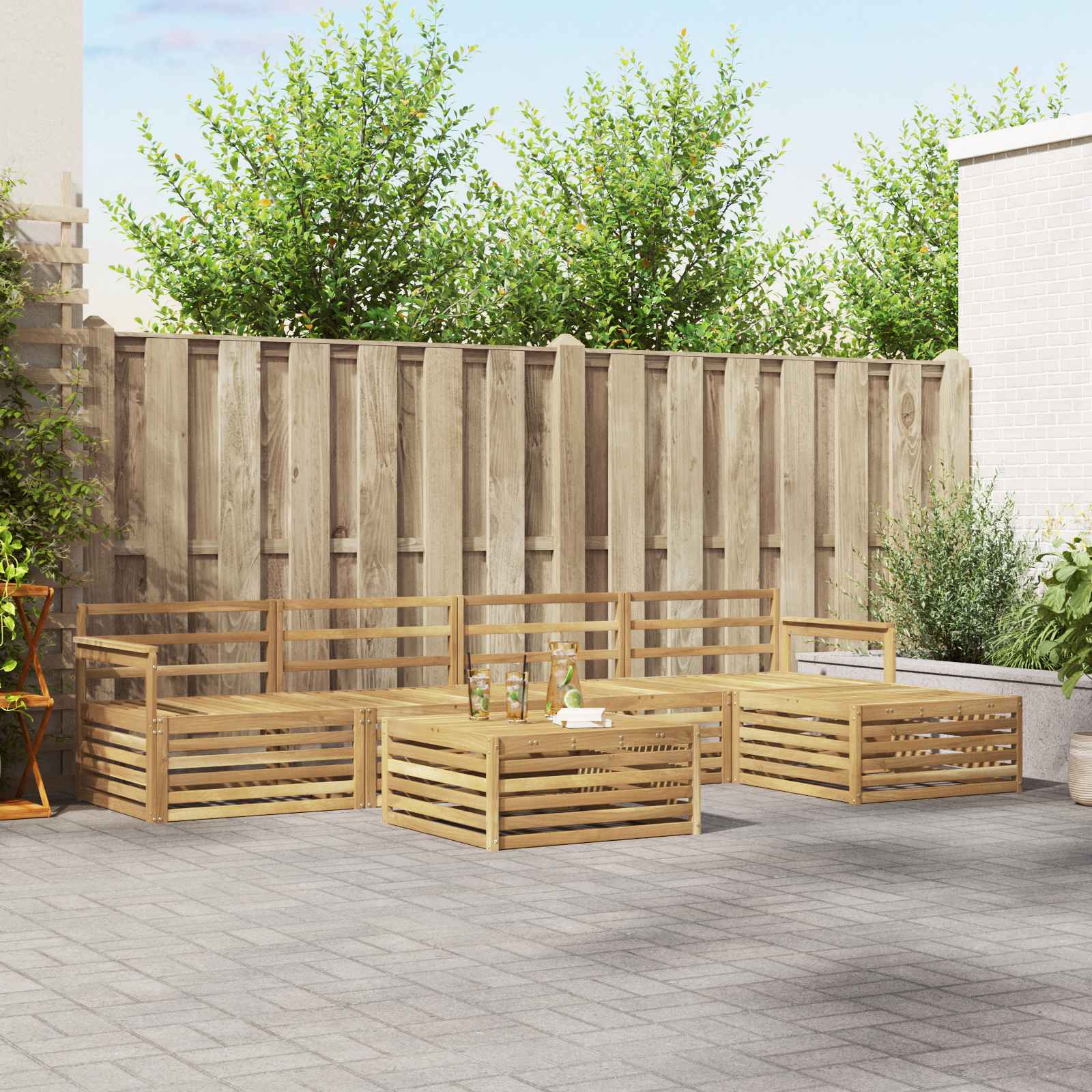 Set vanjskih sofa 7 pcs Bijela Čvrsto drvo akacije