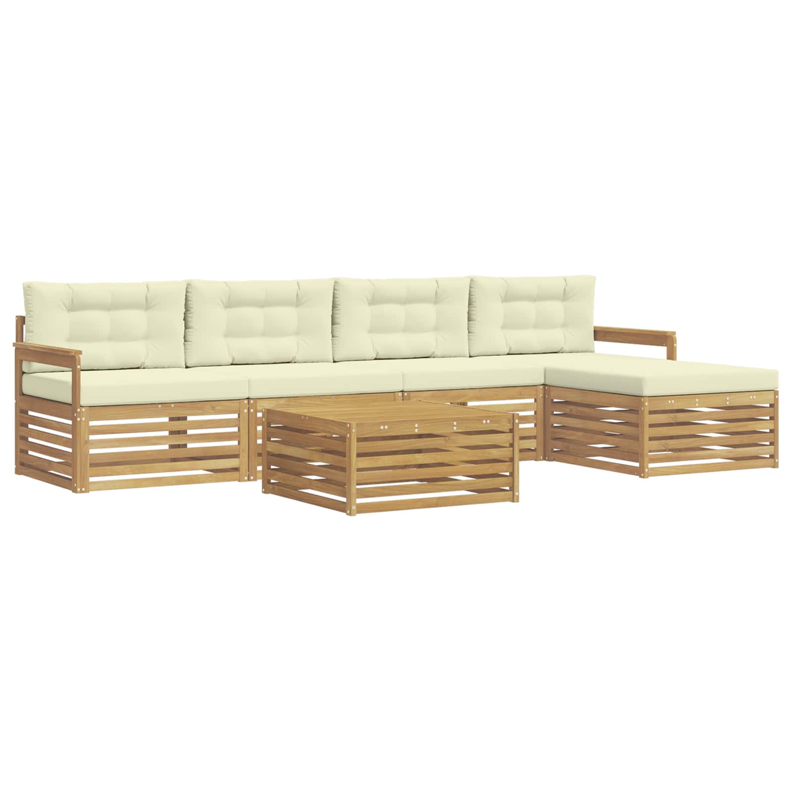 Set vanjskih sofa s jastukom 7 pcs Bijela i krem Poliester