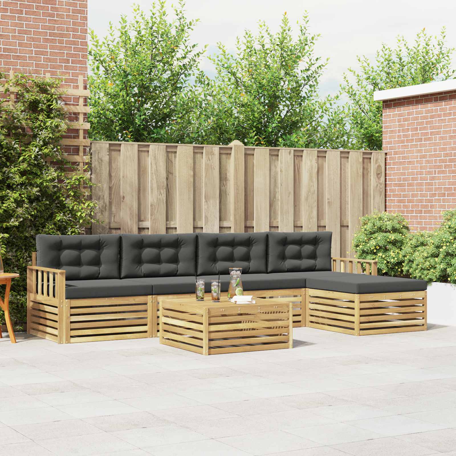 Set vanjskih sofa s jastukom 7 pcs Bijela i antracit Poliester