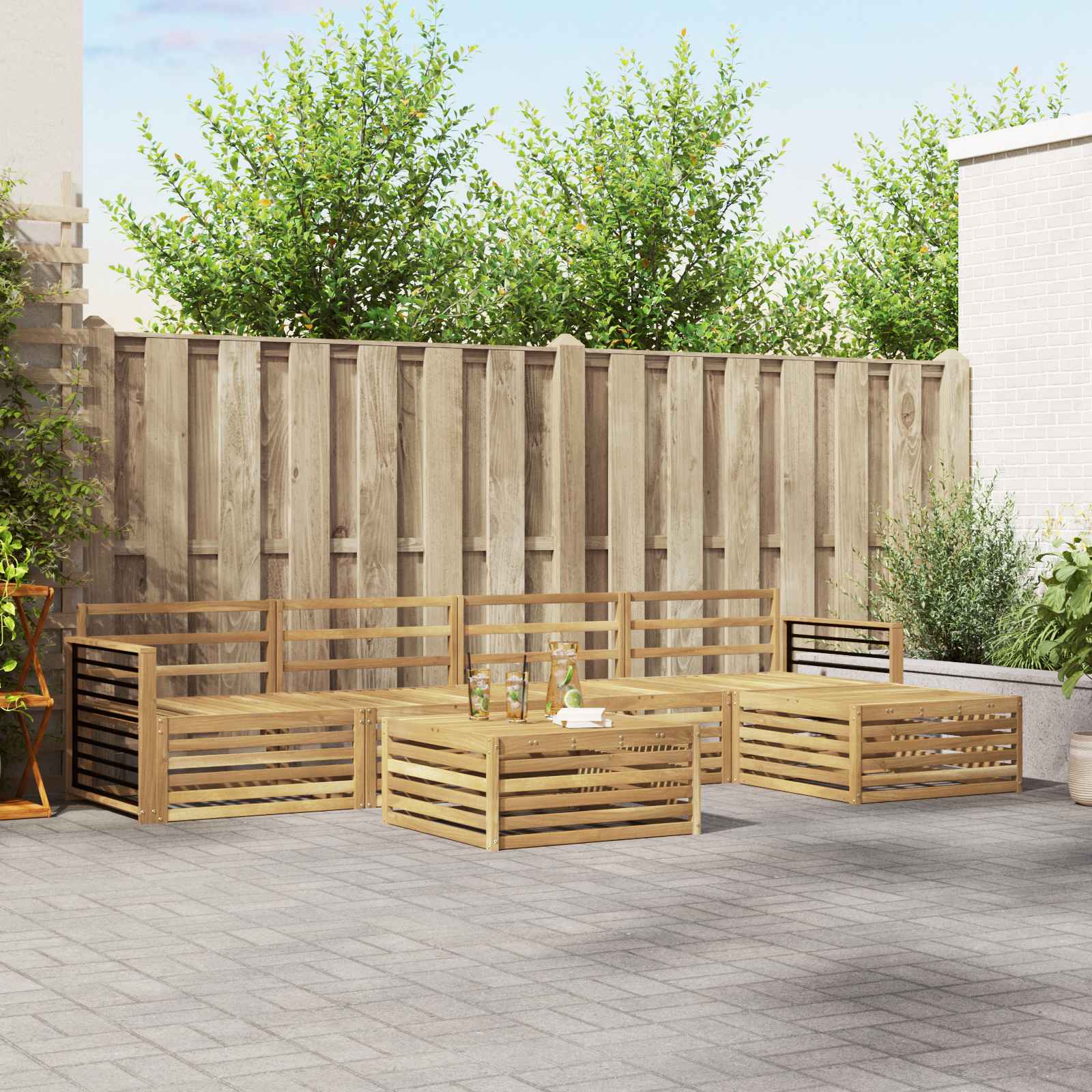 Set vanjskih sofa 7 pcs Bijela Čvrsto drvo akacije
