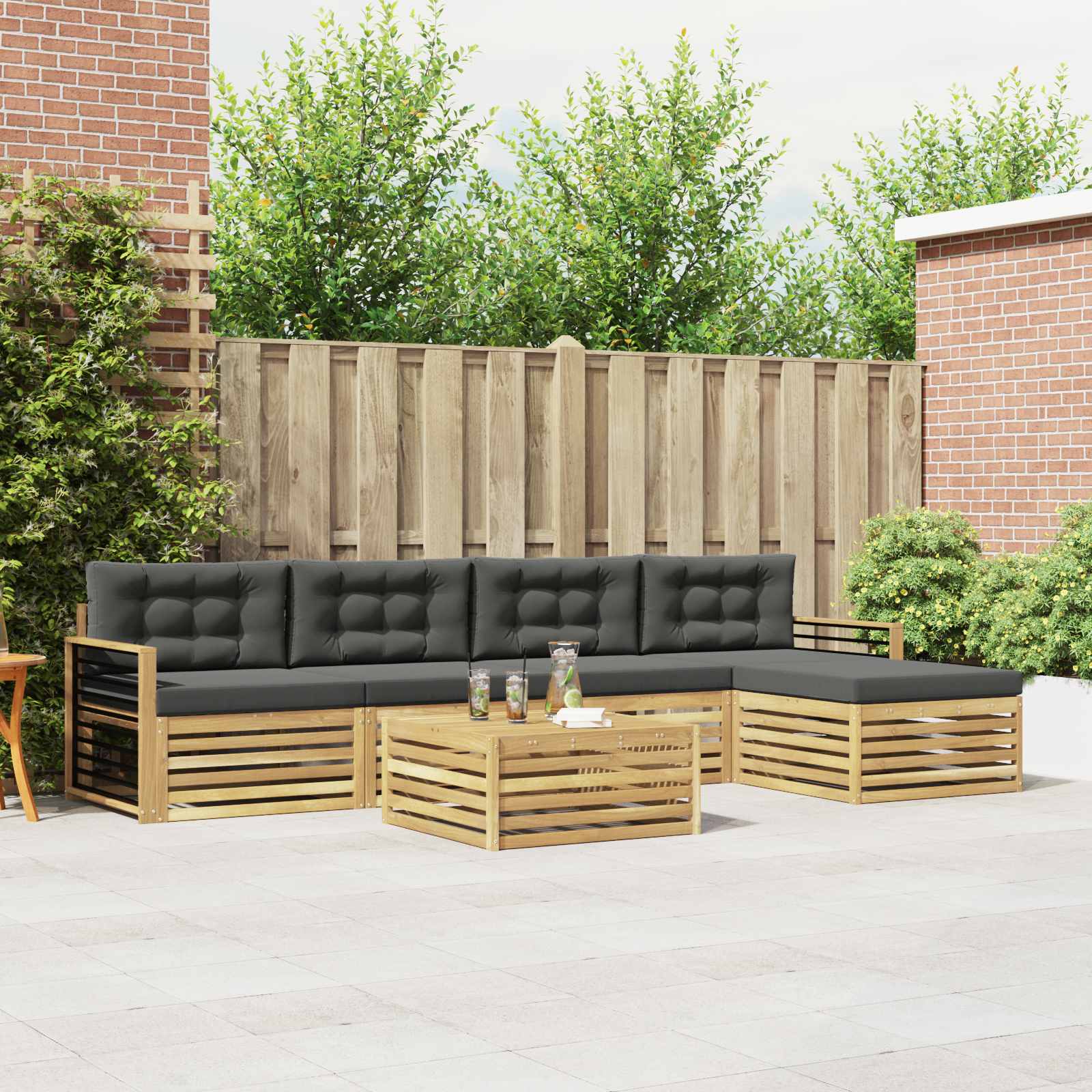 Set vanjskih sofa s jastukom 7 pcs Bijela i antracit Poliester