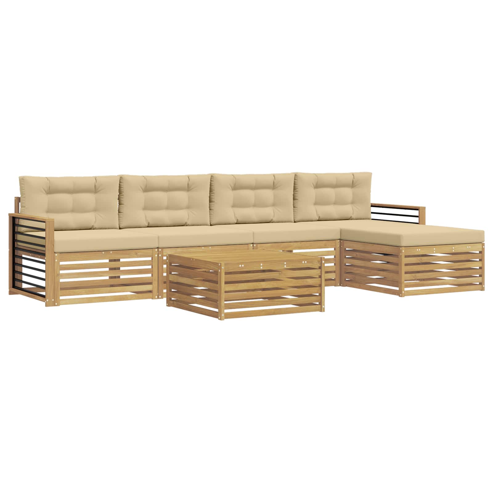 Set vanjskih sofa s jastukom 7 pcs Bijela i bež Poliester