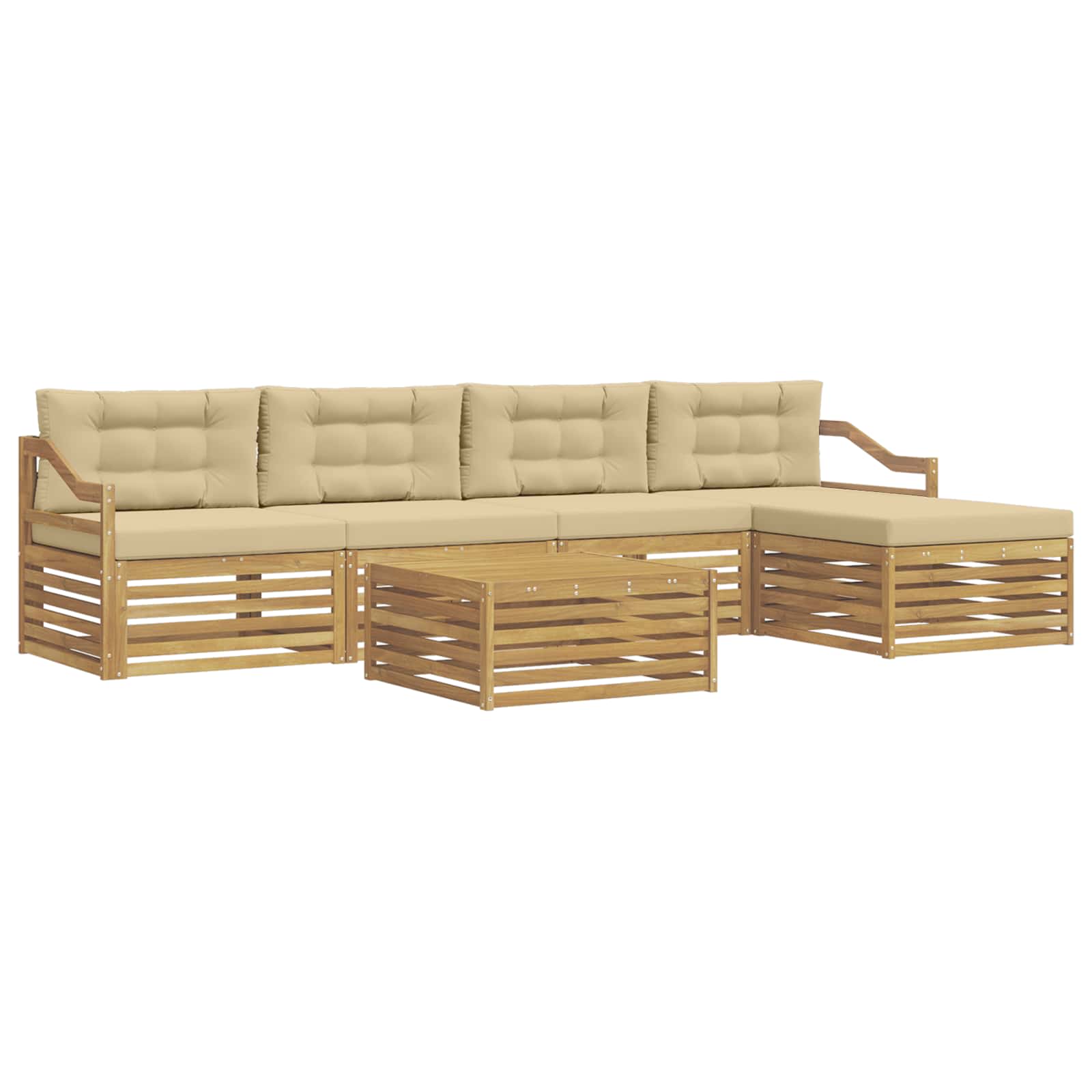 Set vanjskih sofa 6 pcs Bijela i bež 79 x 79 x 37 cm Poliester