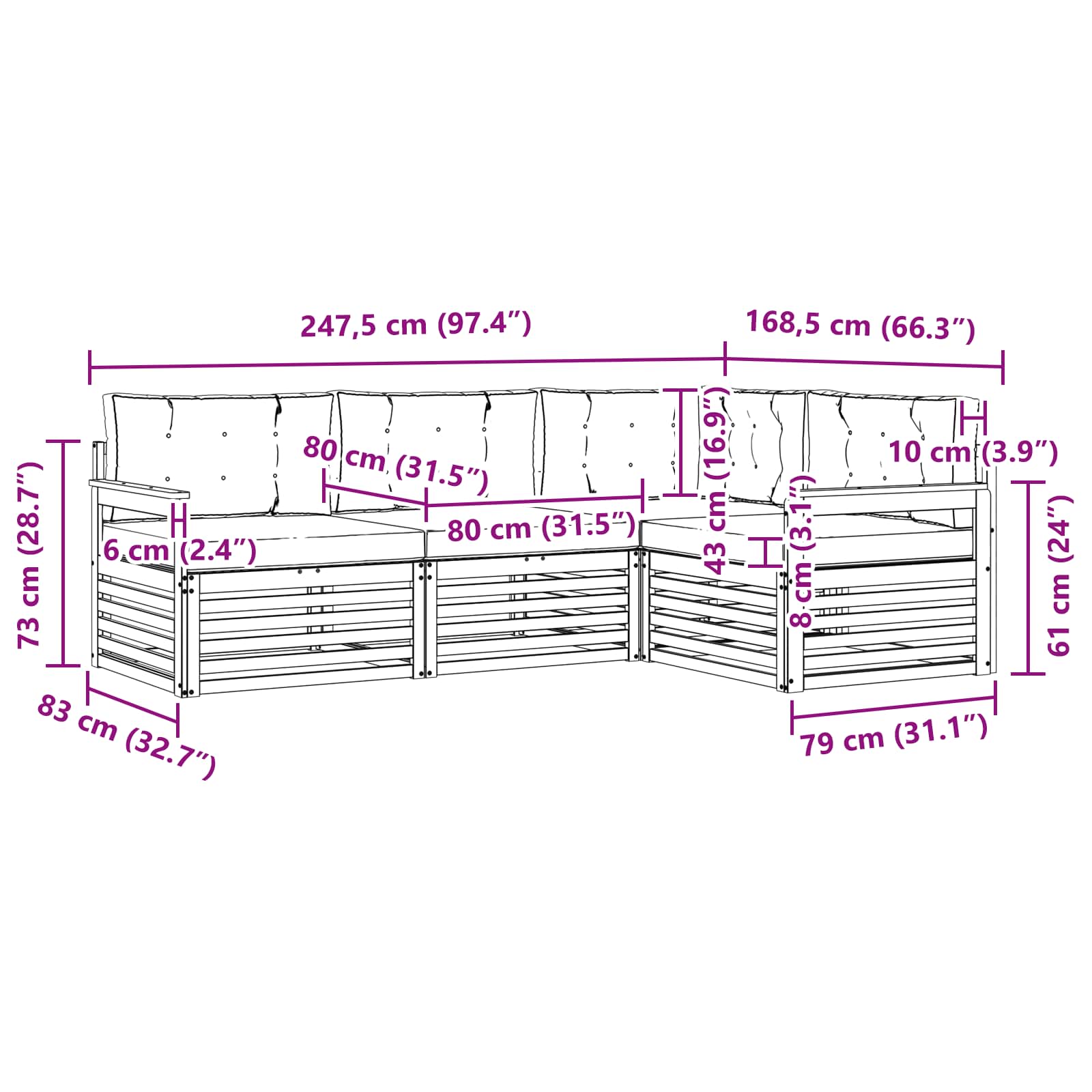 Set vanjskih sofa s jastukom 5 pcs Bijela i krem Poliester