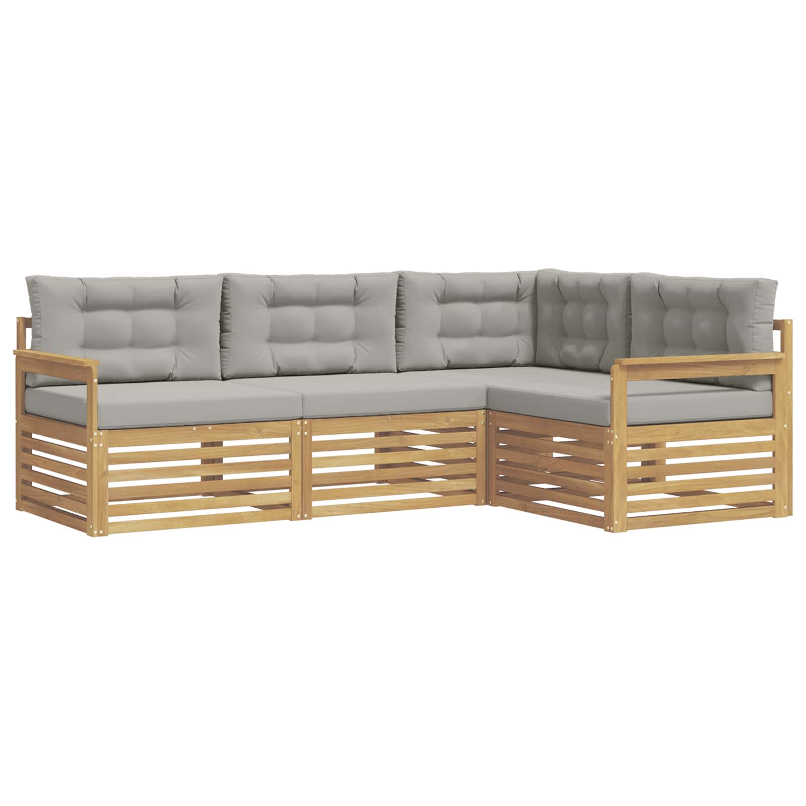 Set vanjskih sofa 5 pcs Bijela i svjetlosiva Poliester