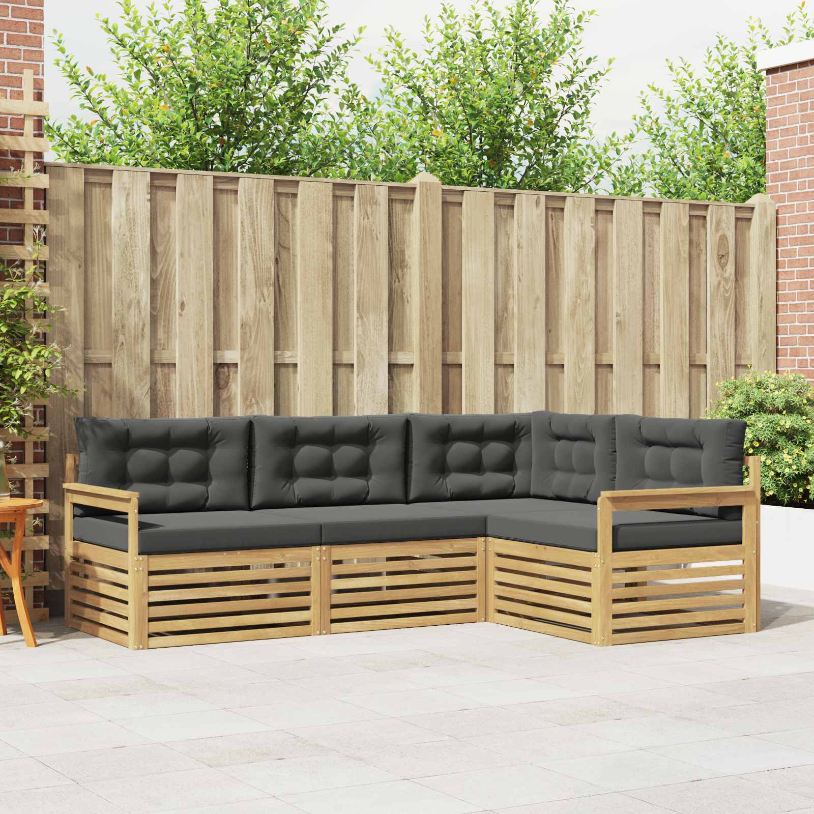 Set vanjskih sofa s jastukom 5 pcs Bijela i antracit Poliester
