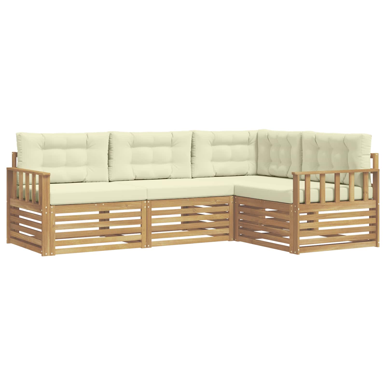 Set vanjskih sofa s jastukom 5 pcs Bijela i krem Poliester