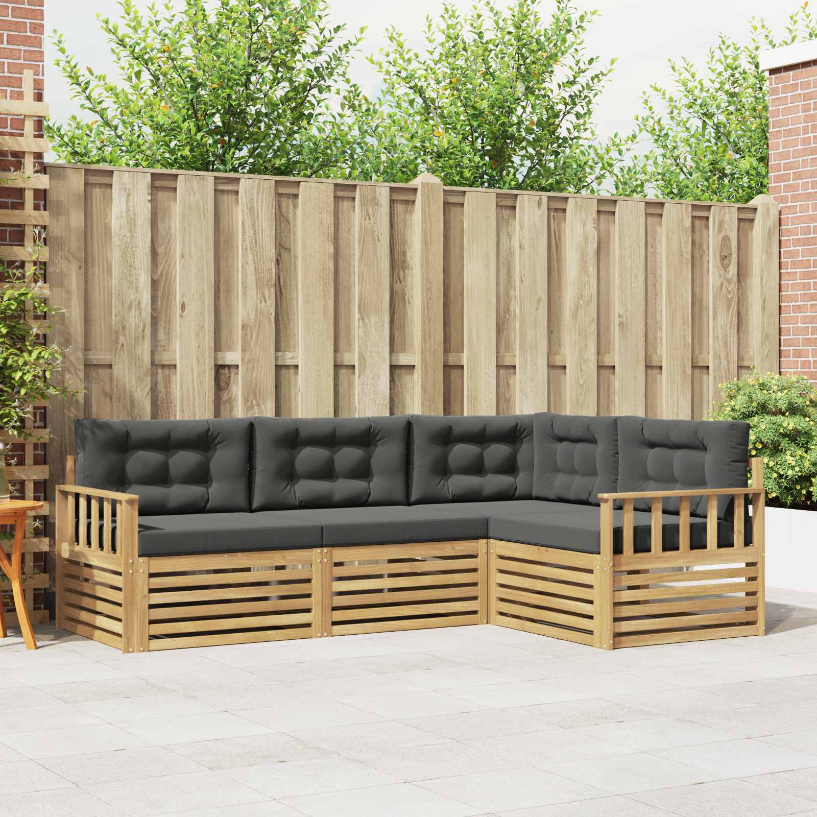 Set vanjskih sofa s jastukom 5 pcs Bijela i antracit Poliester