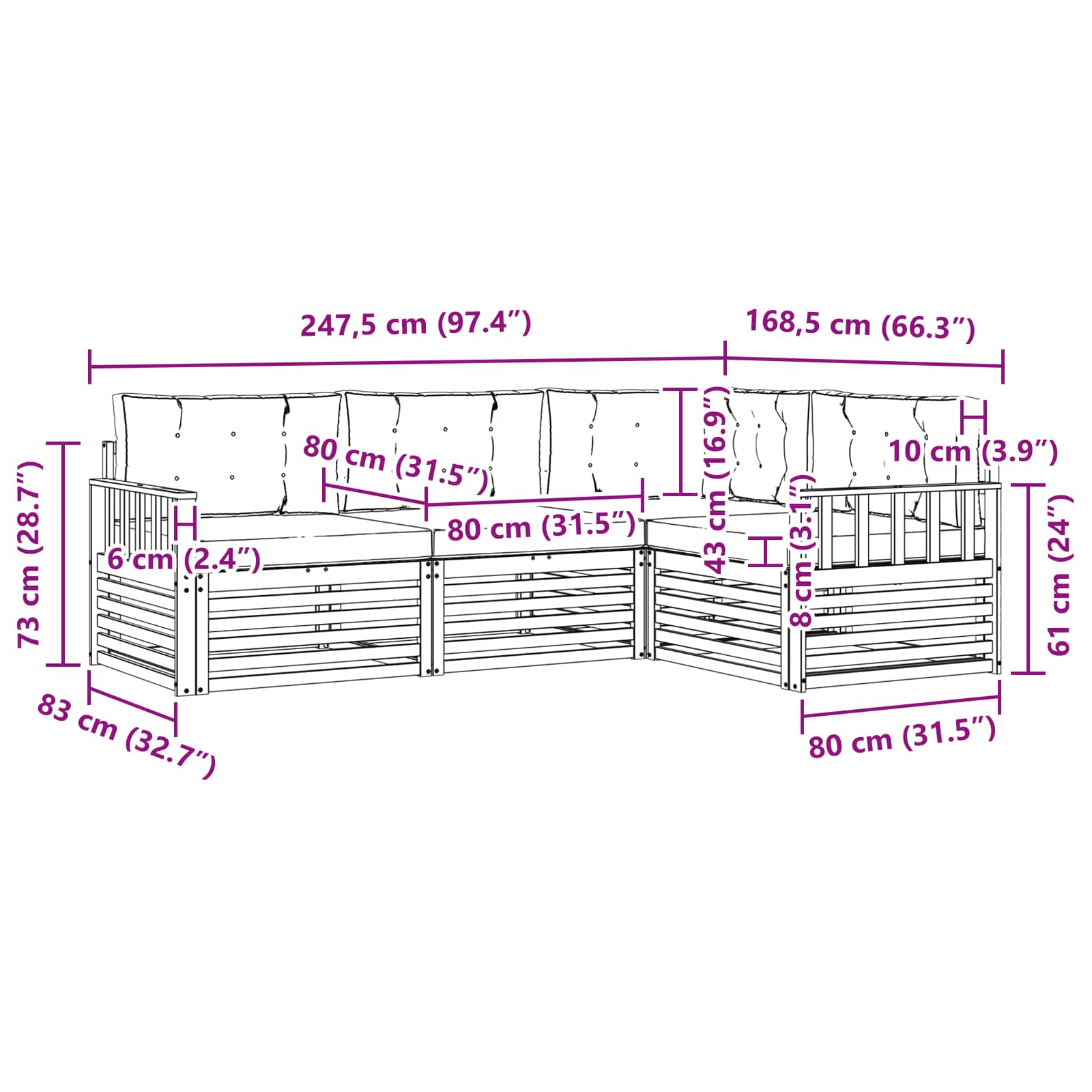 Set vanjskih sofa s jastukom 5 pcs Bijela i antracit Poliester