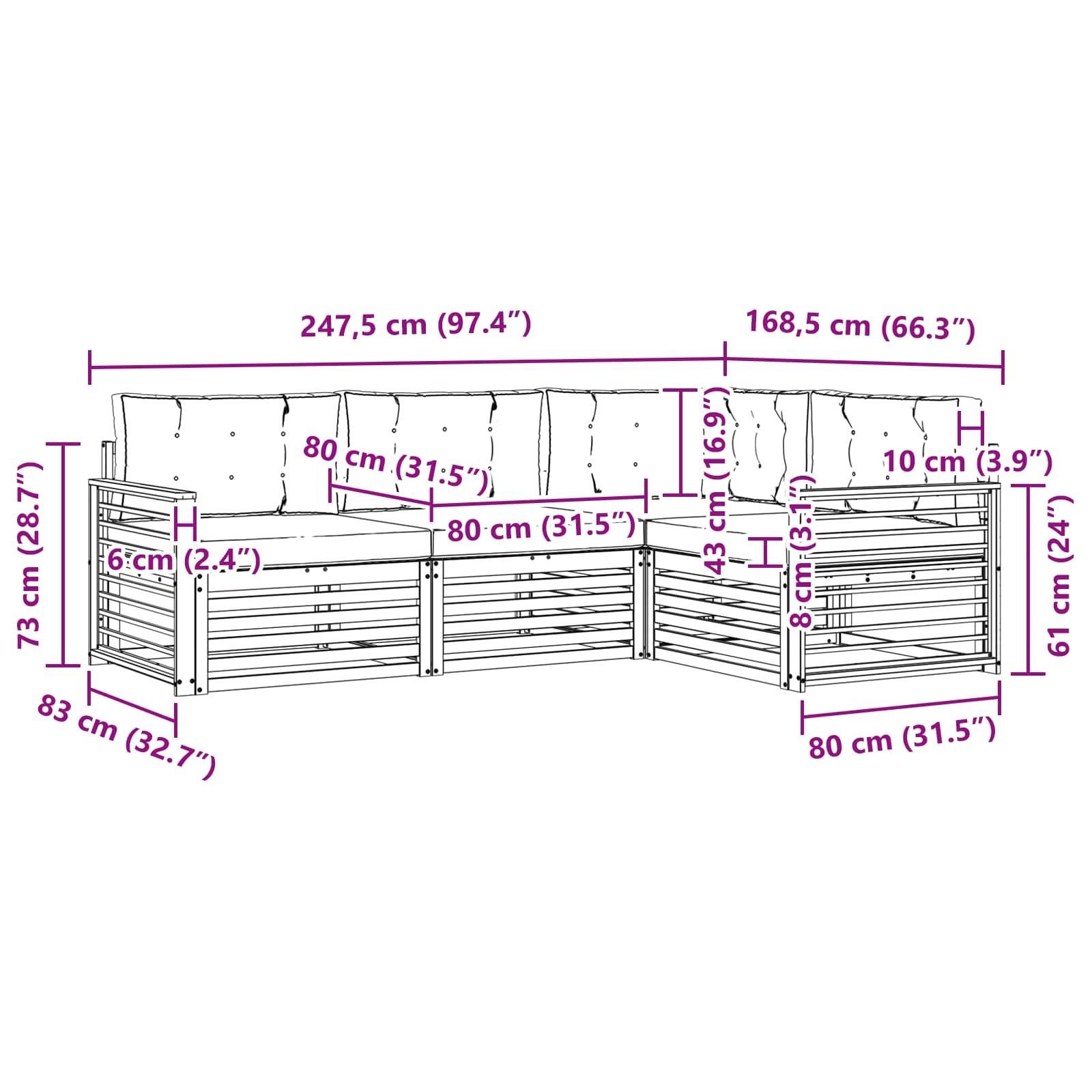 Set vanjskih sofa s jastukom 5 pcs Bijela i krem Poliester