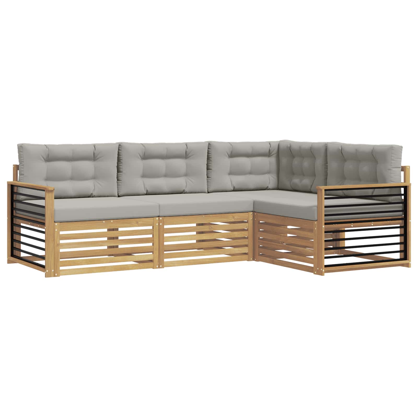 Set vanjskih sofa 5 pcs Bijela i svjetlosiva Poliester