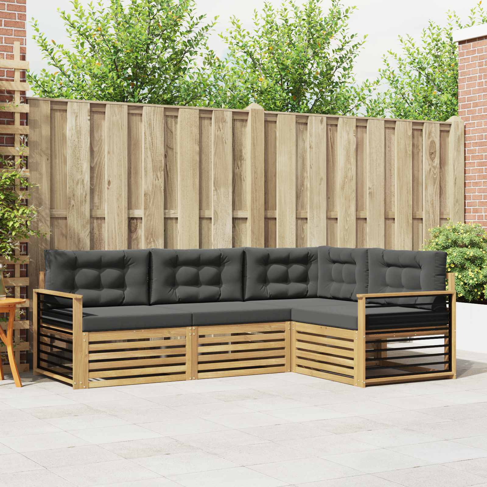 Set vanjskih sofa s jastukom 5 pcs Bijela i antracit Poliester