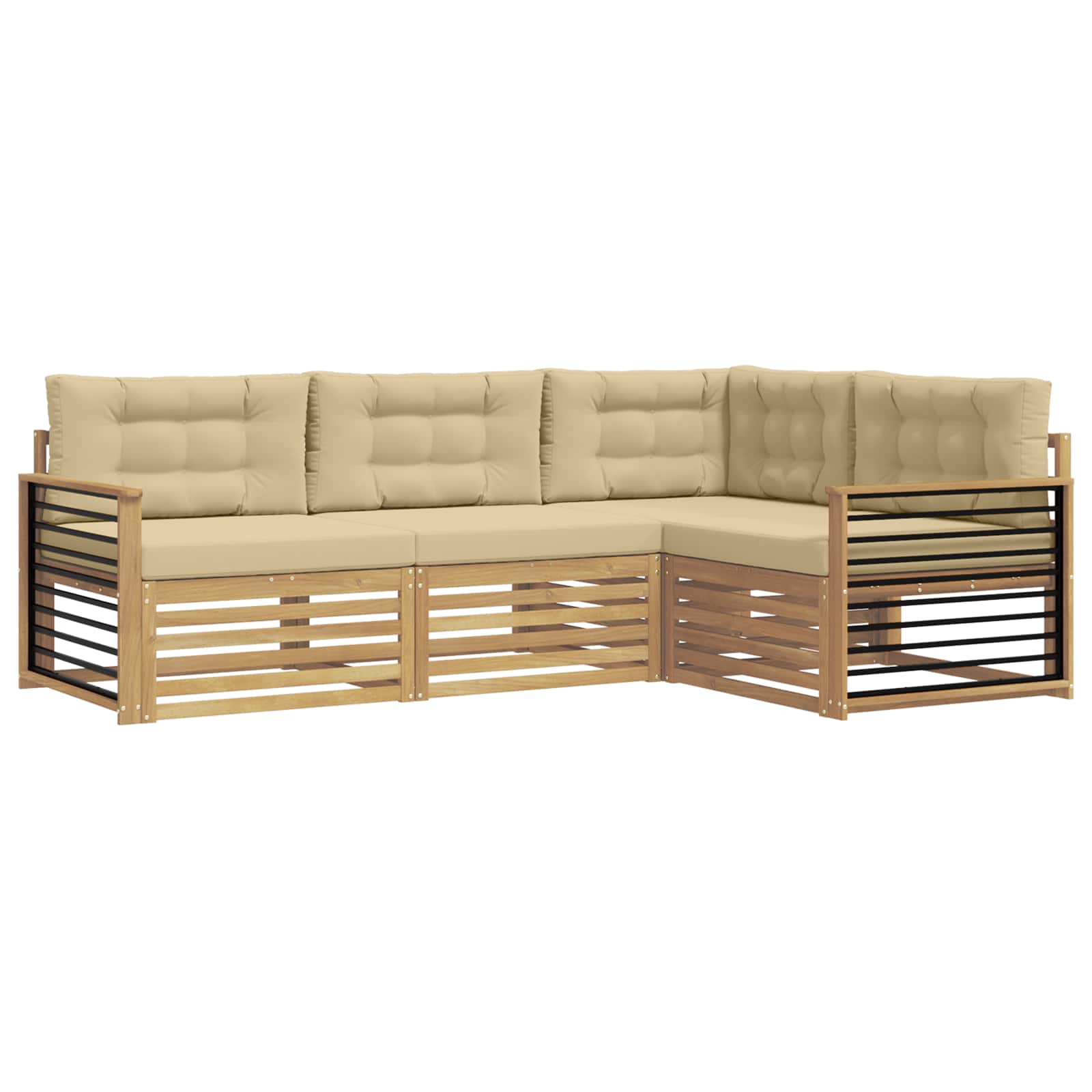 Set vanjskih sofa s jastukom 5 pcs Bijela i bež Poliester
