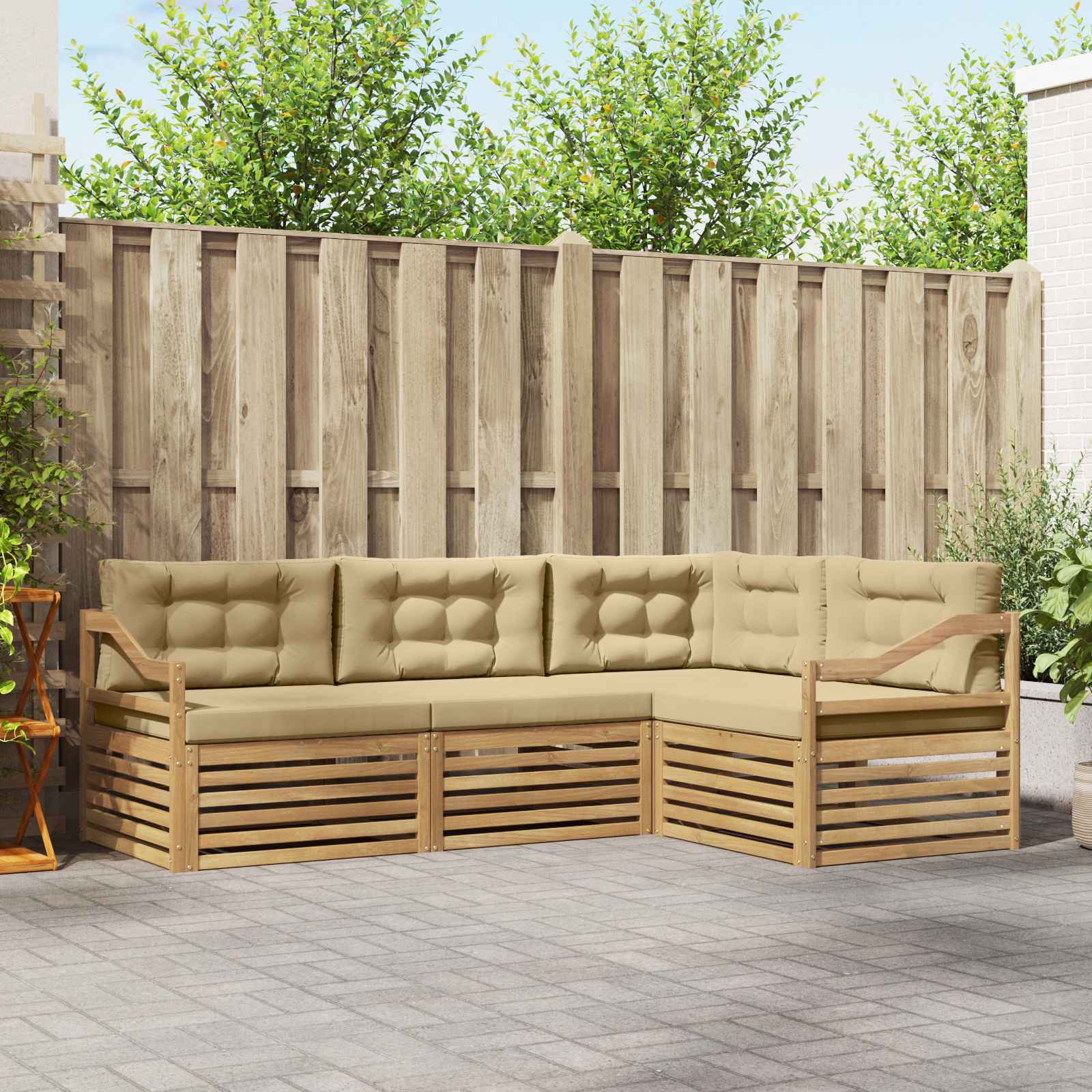 Set vanjskih sofa 4 pcs Bijela i bež 245,5 x 166,5 x 73 cm