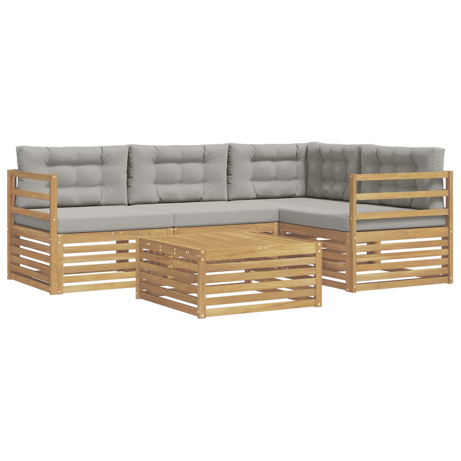 Set vanjskih sofa 5 pcs Bijela i svjetlosiva Poliester